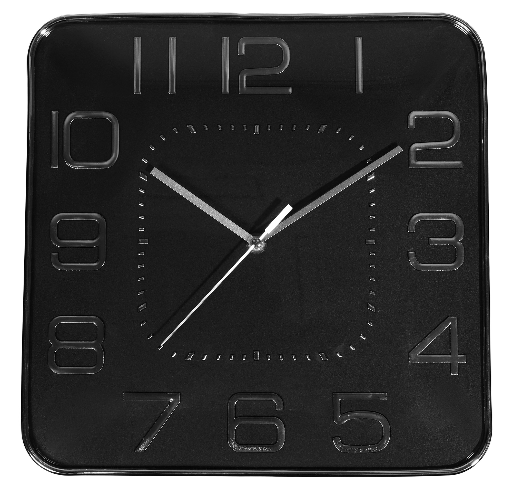 Design-Wanduhr, Quadratisch 30,5 x 30,5 cm, silberfarben/ schwarz