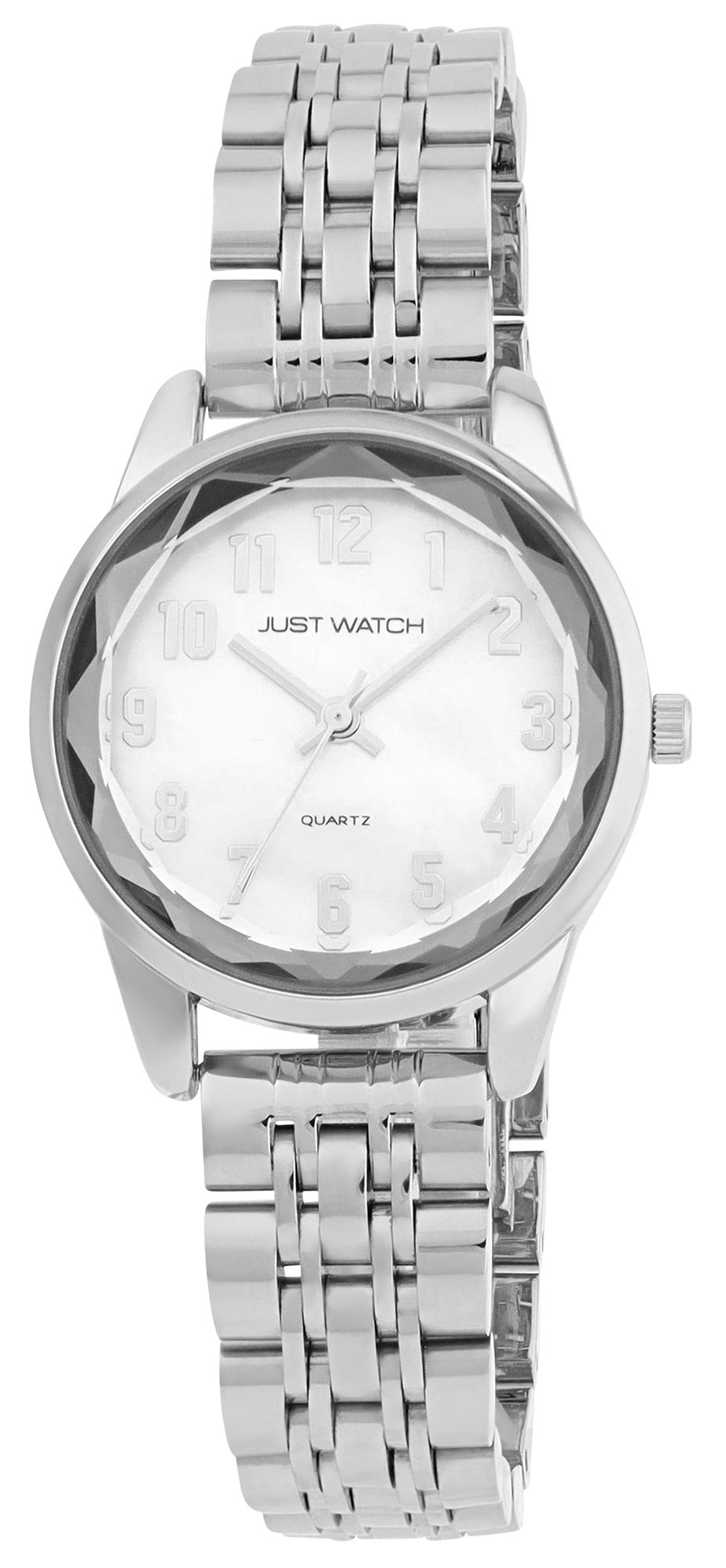 JUST WATCH Damenuhr "Valentia" mit Edelstahlband, Ø 30 mm, silberfarben/ Perlmutt