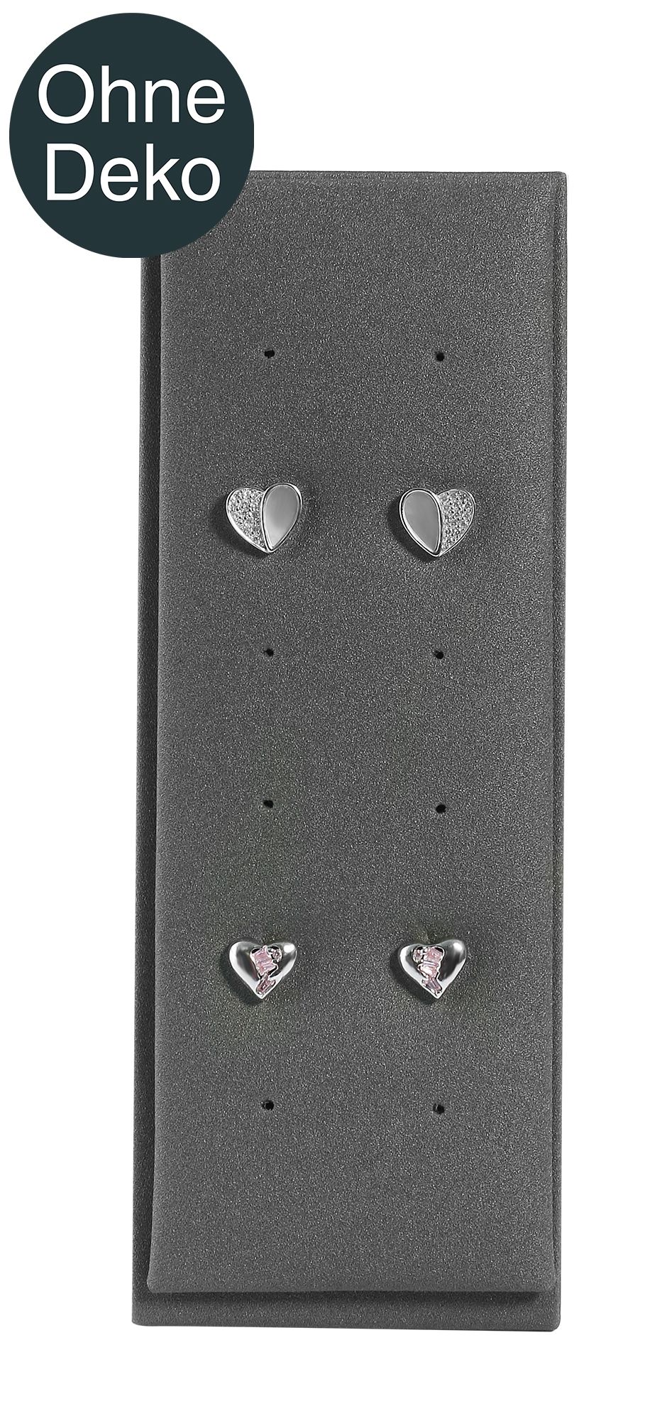 Aufsteller für 6 Paar Ohrringe, PU-bezogen, 13,7 x 5 x 4,3 cm, grau