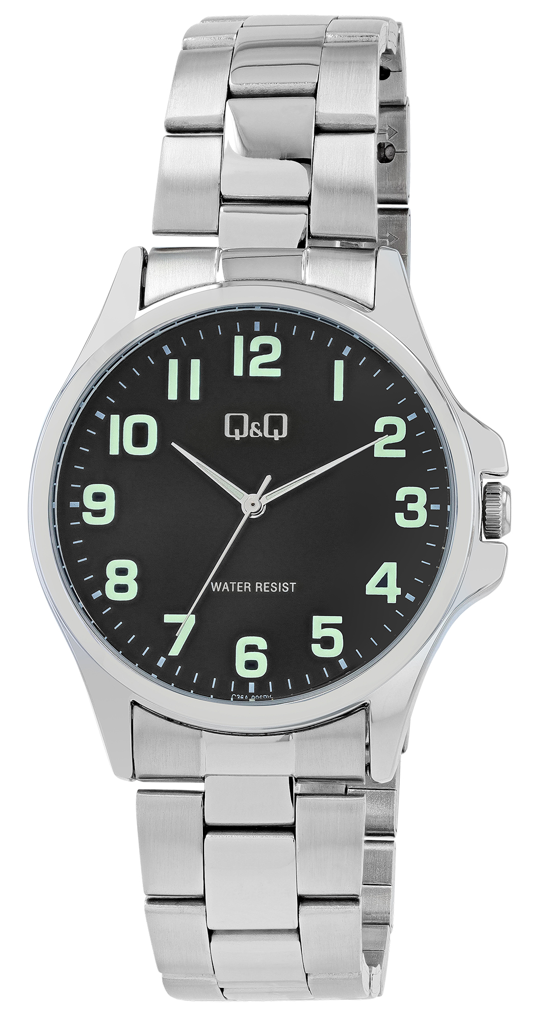 Q&Q Herrenuhr, Edelstahlband, Ø 40 mm, silberfarben/ schwarz