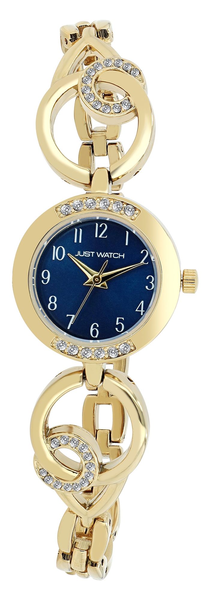 Just Watch Damenuhr "Liana" mit Gliederarmband, 5 ATM, goldfarben/ZB blau