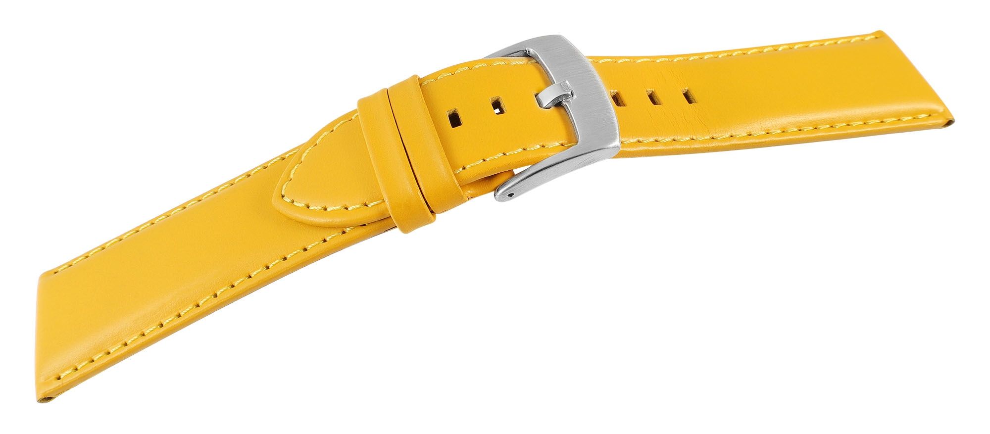 Echtleder-Uhrenarmband "super-soft", gelb, Naht, 24 mm