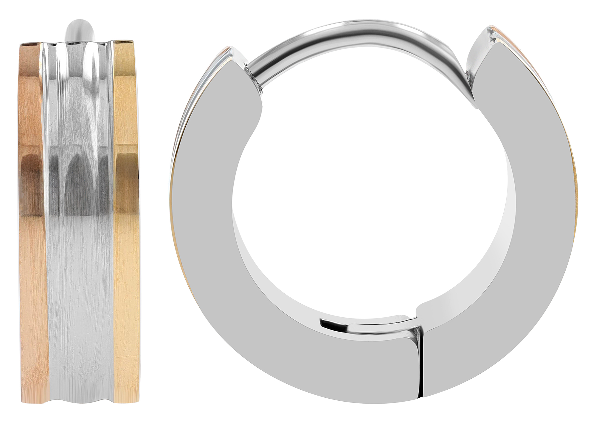 "Nina" Edelstahl Klapp-Creolen, tricolor