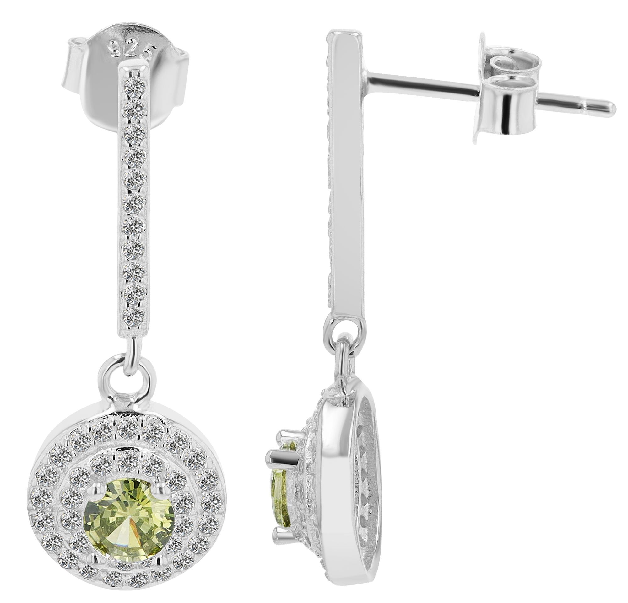 Echt Silber 925er Ohrringe "Nola" mit Zirkoniabesatz grün, rhodiniert