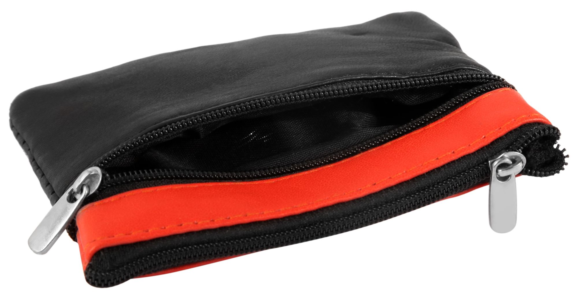 Excellanc Schlüsselbeutel aus Echtleder in schwarz/orange