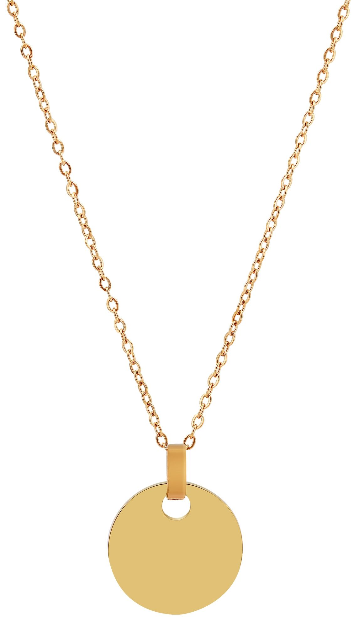 Akzent Halskette aus Edelstahl, gravurfähiger Münzanhänger, goldfarben