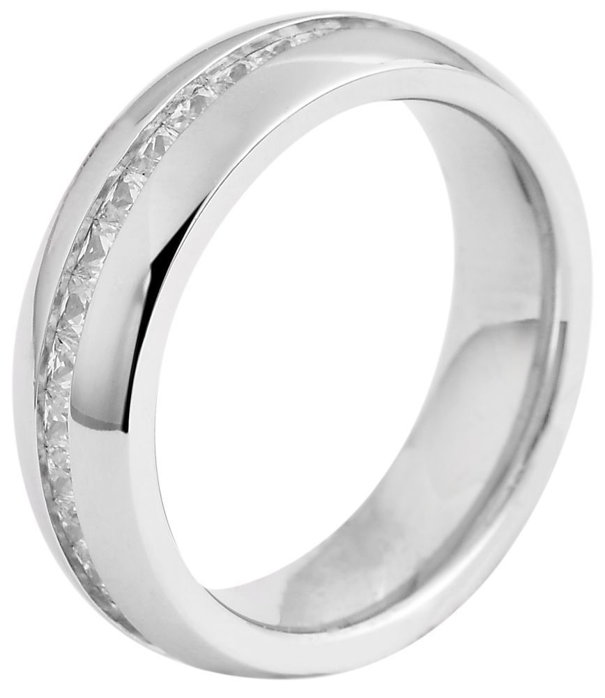 Akzent Damen-Partnerring aus Edelstahl mit Similisteinen, Gr. 50