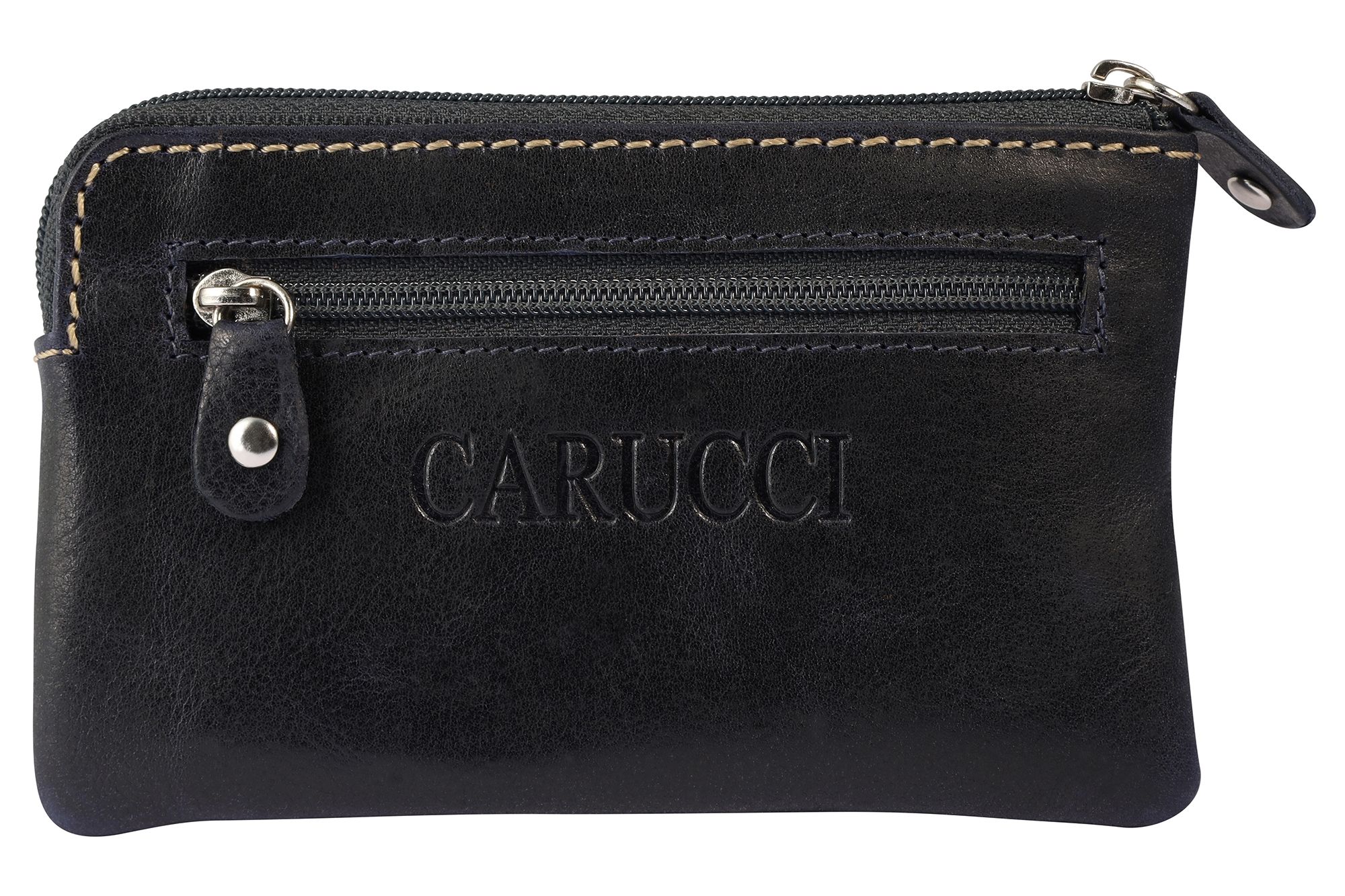 Carucci Echt Leder Schlüsselbeutel, RFID, dunkelblau