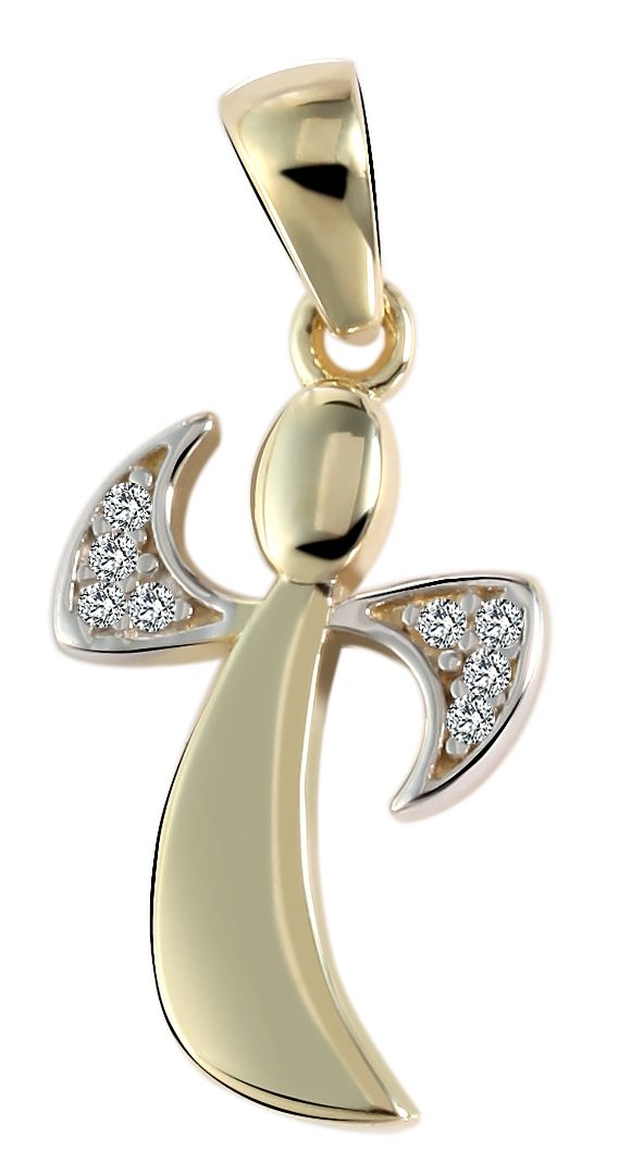 333/- Gold Anhänger "Jaime" ohne Kette, Engel, Zirkoniabesatz, 8 Karat, Gelbgold