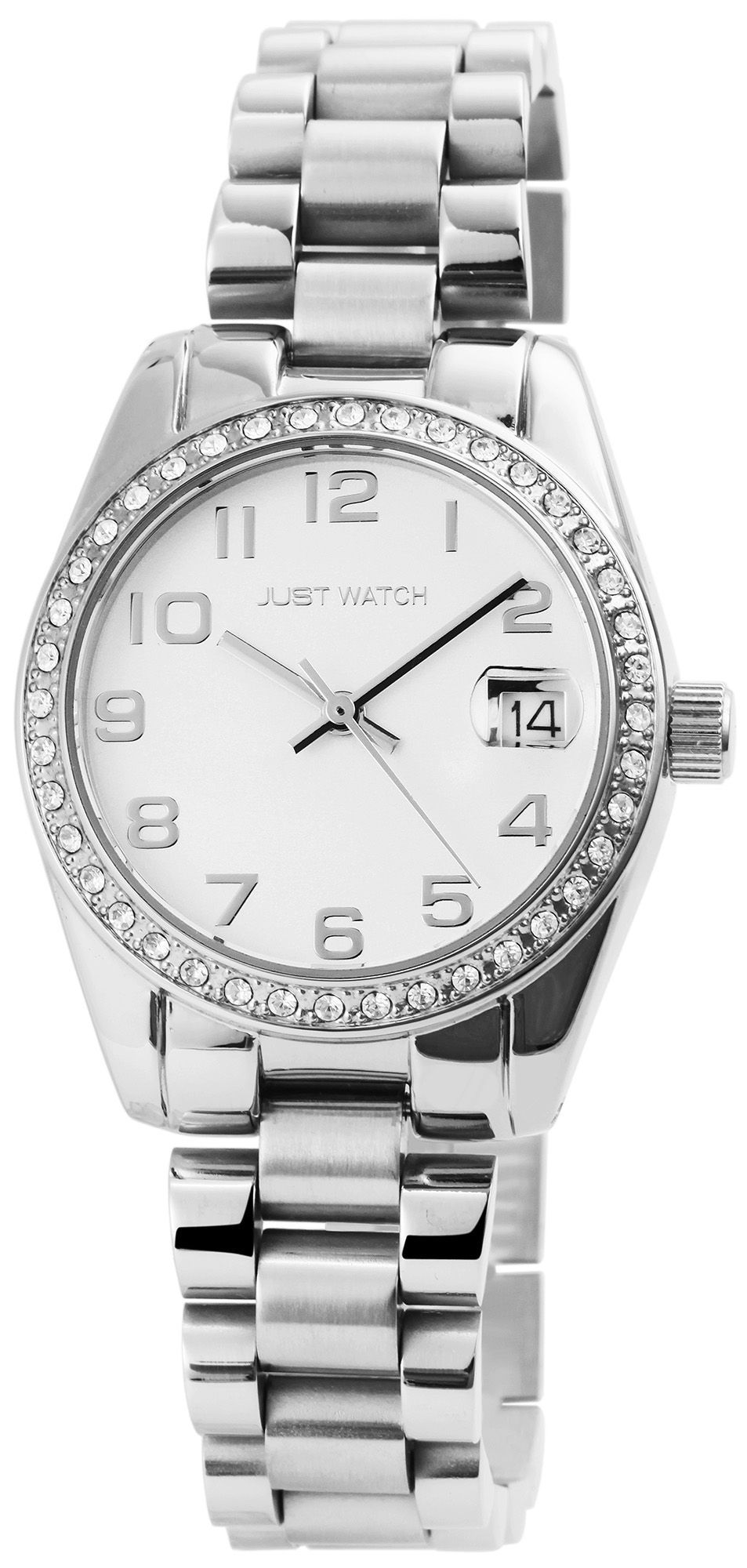 Just Watch Damenuhr, Edelstahlarmband, silberfarben/weiß