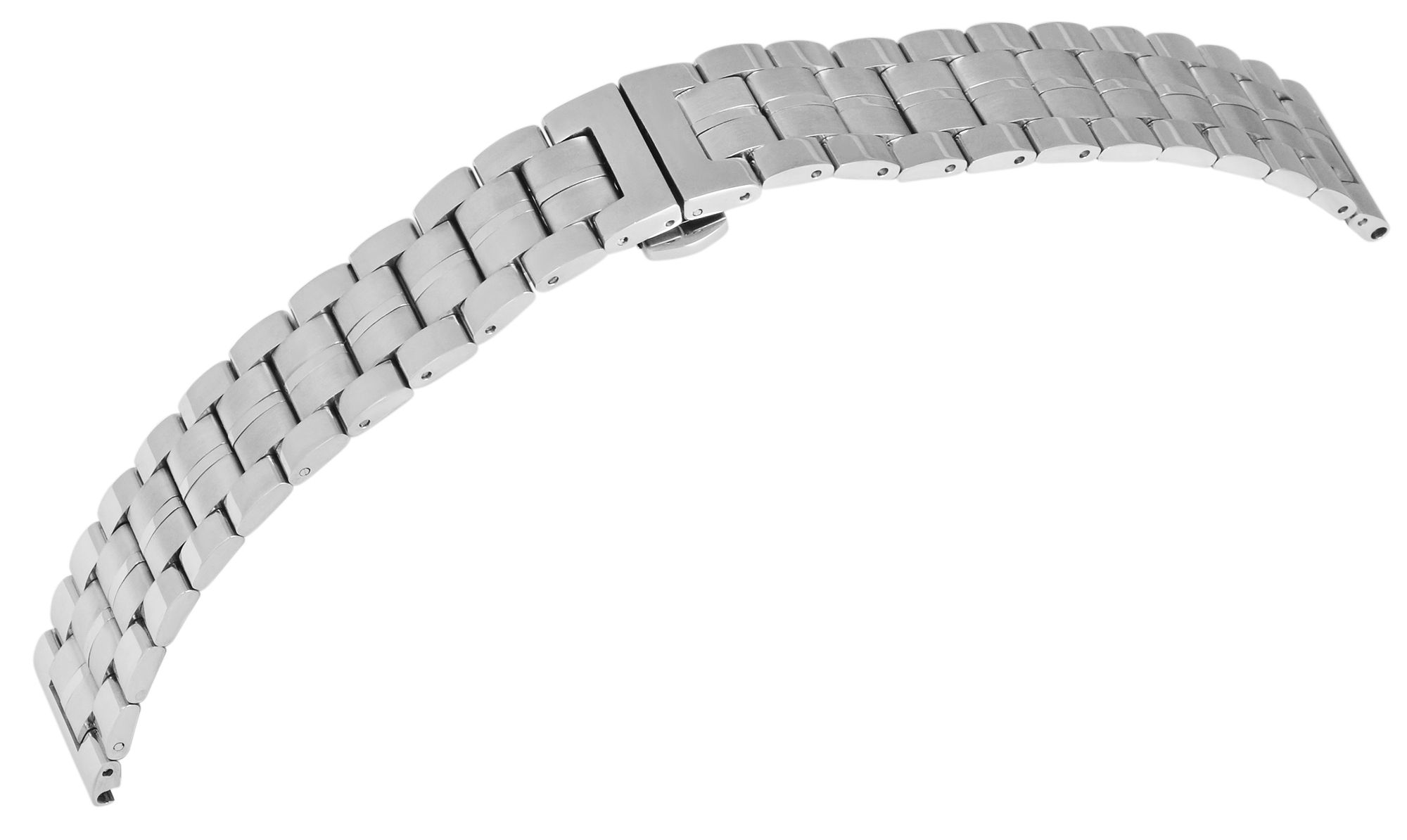 Edelstahl-Uhrenarmband, silberfarben, Butterfly-Faltschließe, 18 mm