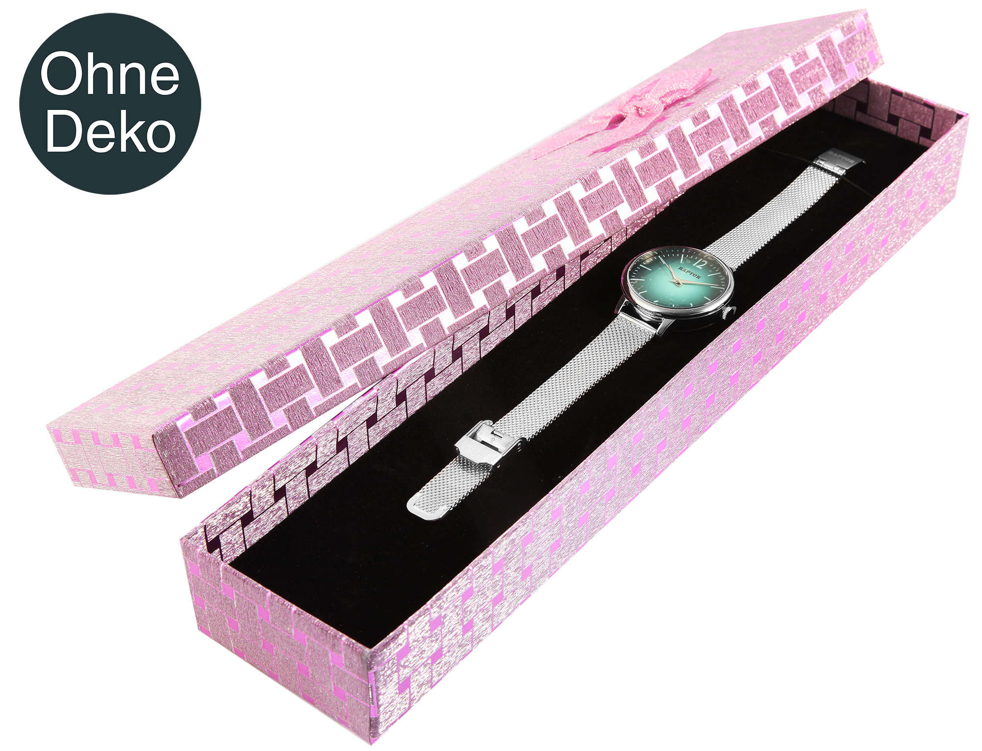 Uhrenbox, Pappe, pink, VE 6, 30 cm x 6,5 cm x 3,5 cm