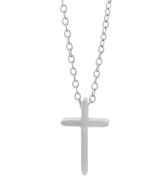 Akzent Kreuzkette "Tatum", Edelstahl, silberfarben