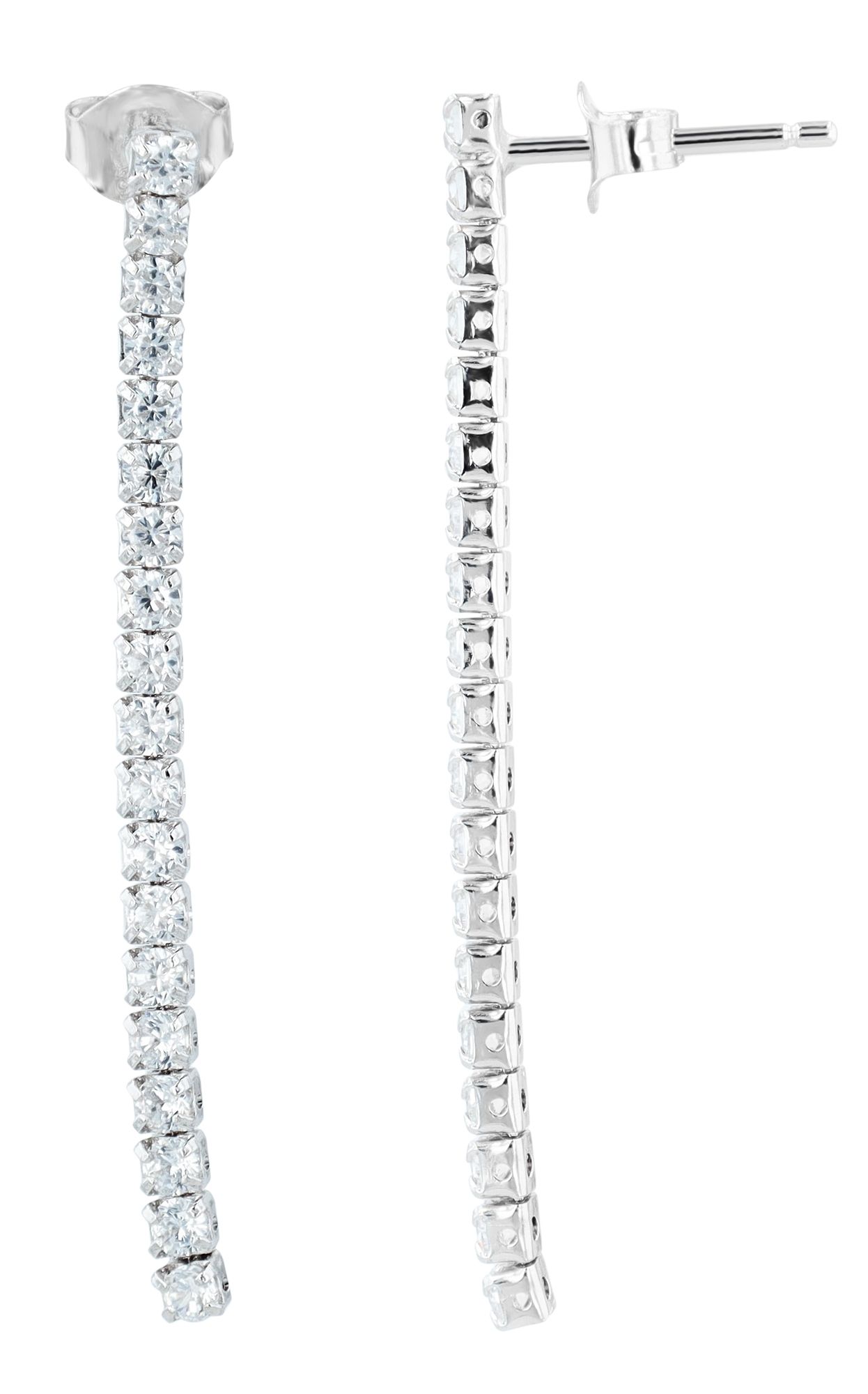 "Ayana" 925/- Echt Silber Ohrstecker mit Hänger/ Tennis Ohrstecker, silberfarben rhodiniert