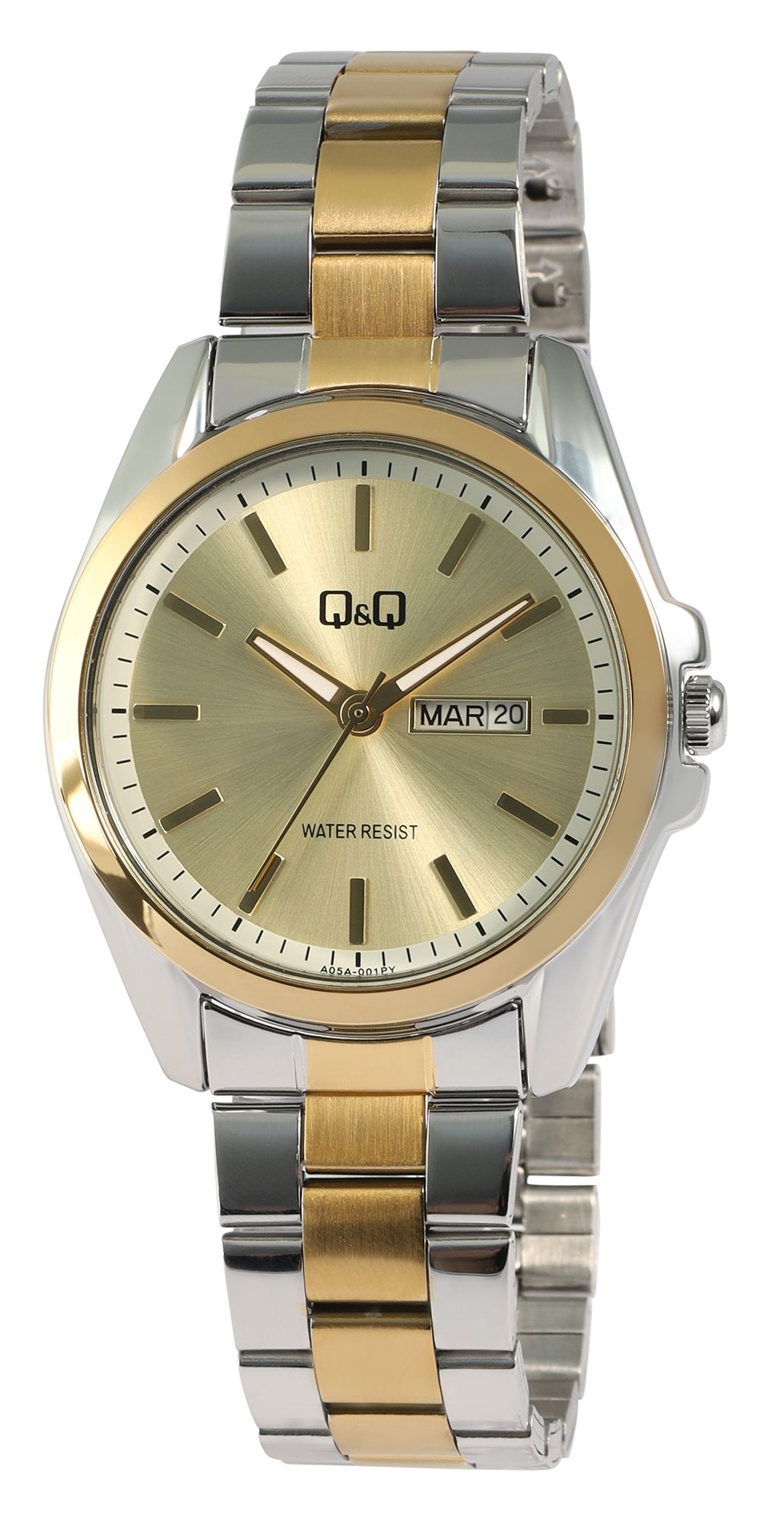 Q&Q Herrenuhr mit Edelstahlarmband, Ø 41 mm, bicolor