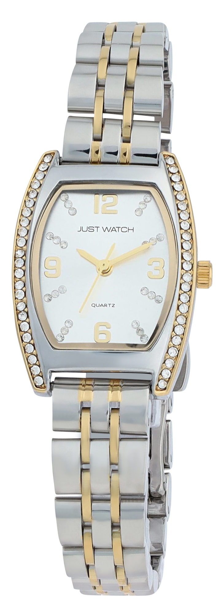 JUST WATCH Damenuhr "Akadia" mit Edelstahlband, Tonneau, Simili, bicolor/ silberfarben