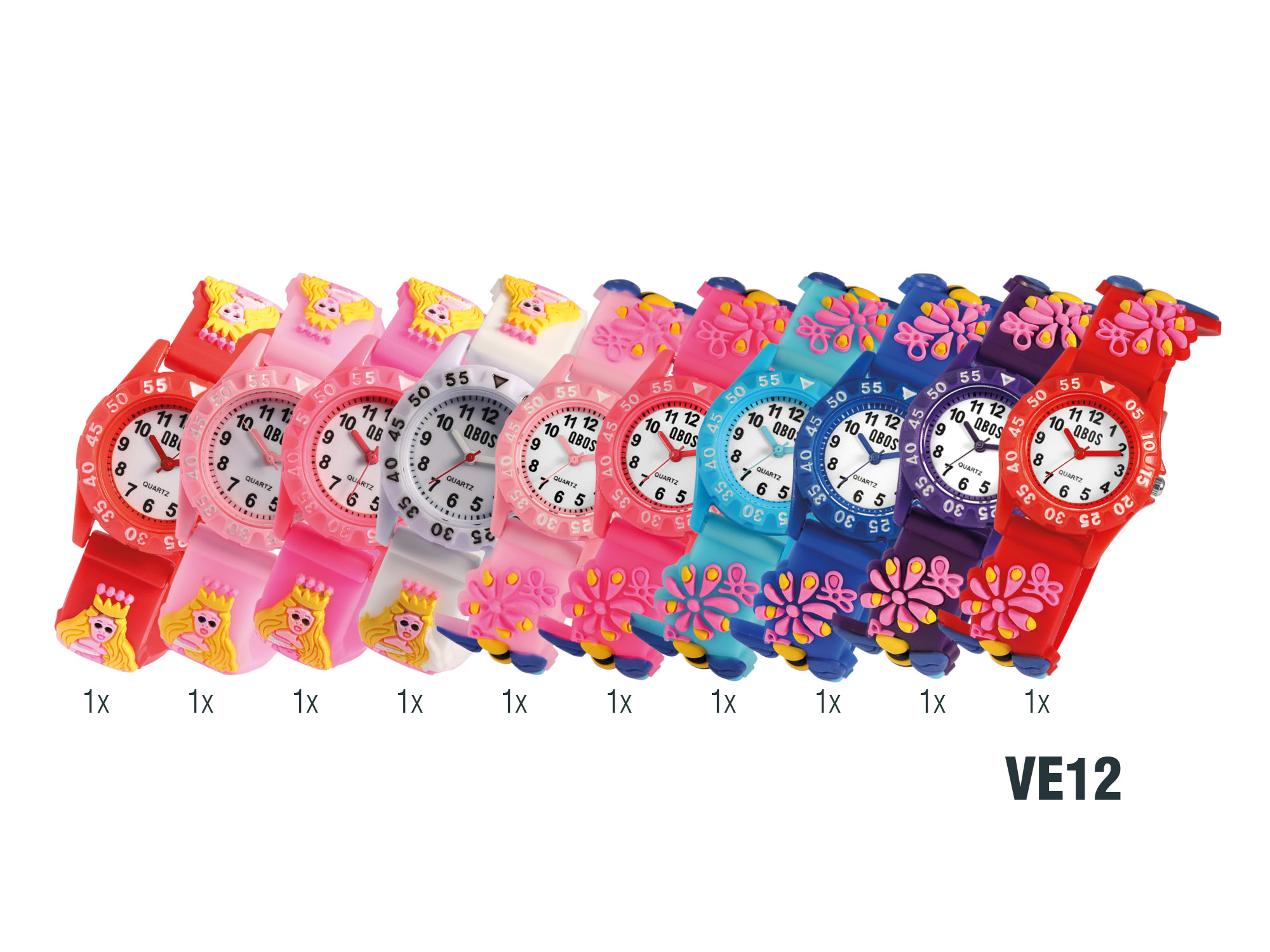 10er Kinderuhren Set für Mädchen, verschiedene Motive
