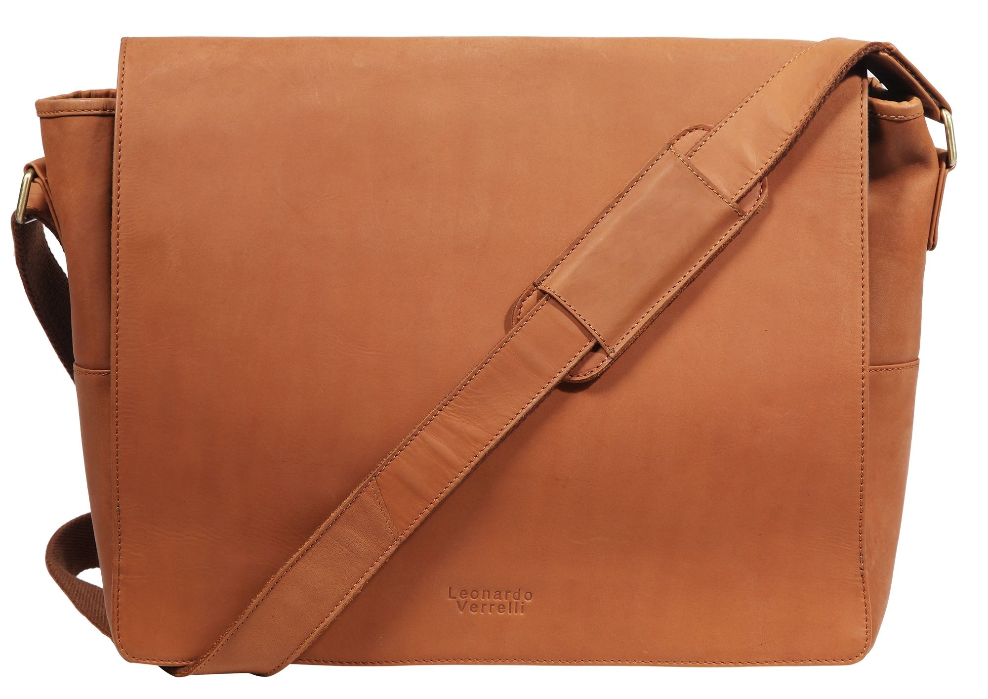Leonardo Verrelli Echt Leder Laptoptasche Lehrertasche, Braun