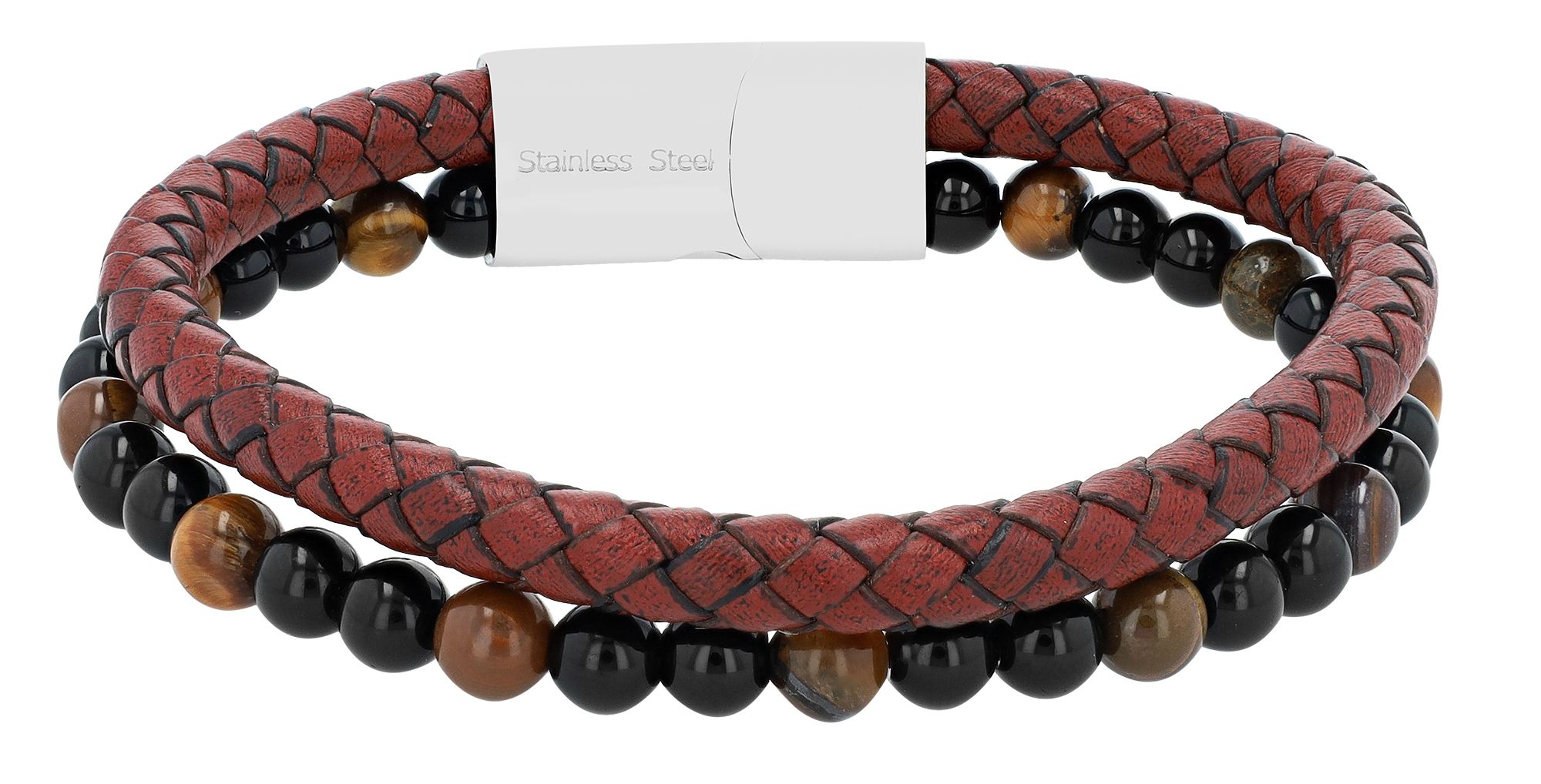Akzent Echtleder Armband "Brennon" mit braunen Tigerauge