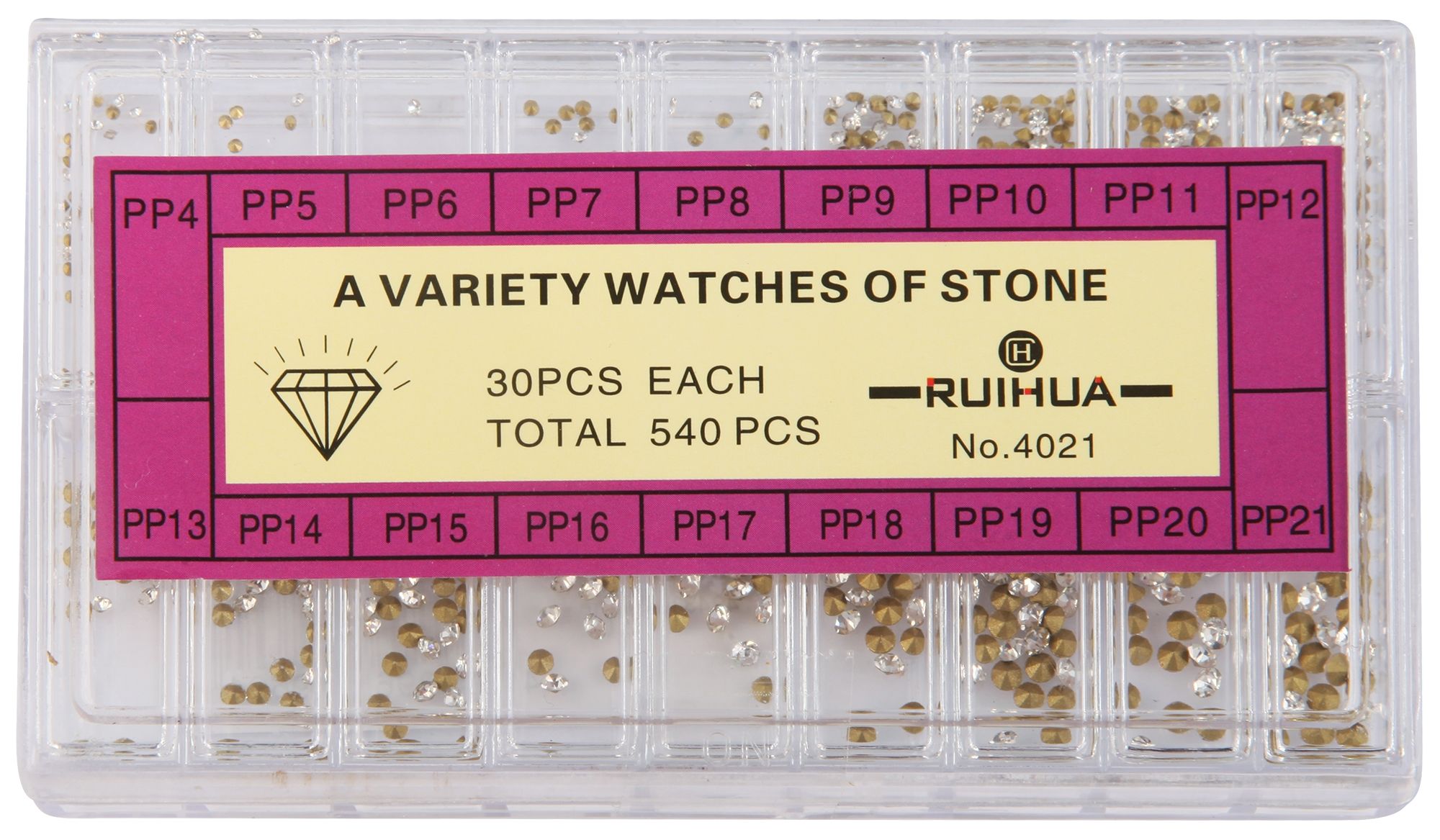 Similisteine im Sortiment in 18 Größen, weiß