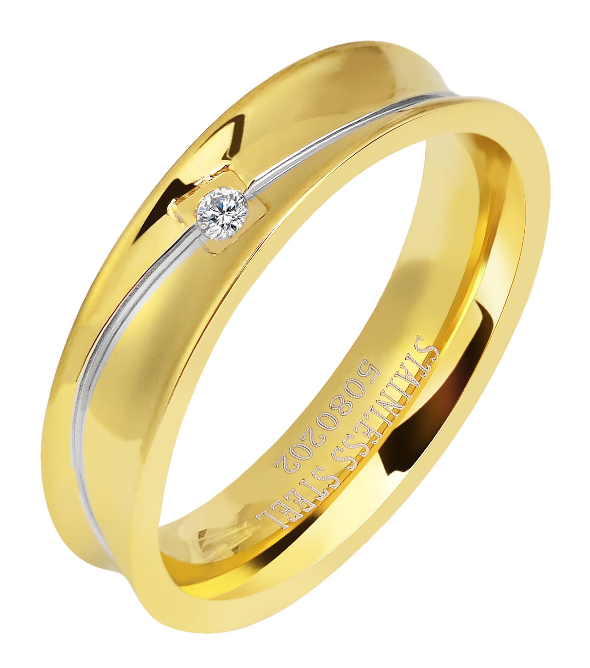 Akzent Damen-Partnerring aus Edelstahl, bicolor, Gr. 52