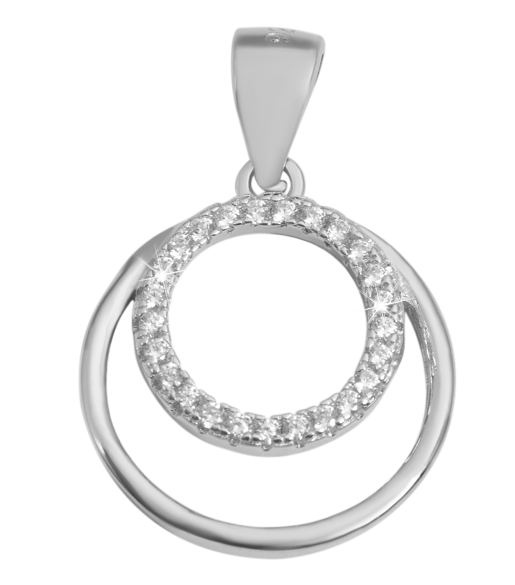 "Lilian" 935/- Echtsilber Anhänger, Ring, Zirkoniabesatz, Ø 15,5 mm, rhodiniert