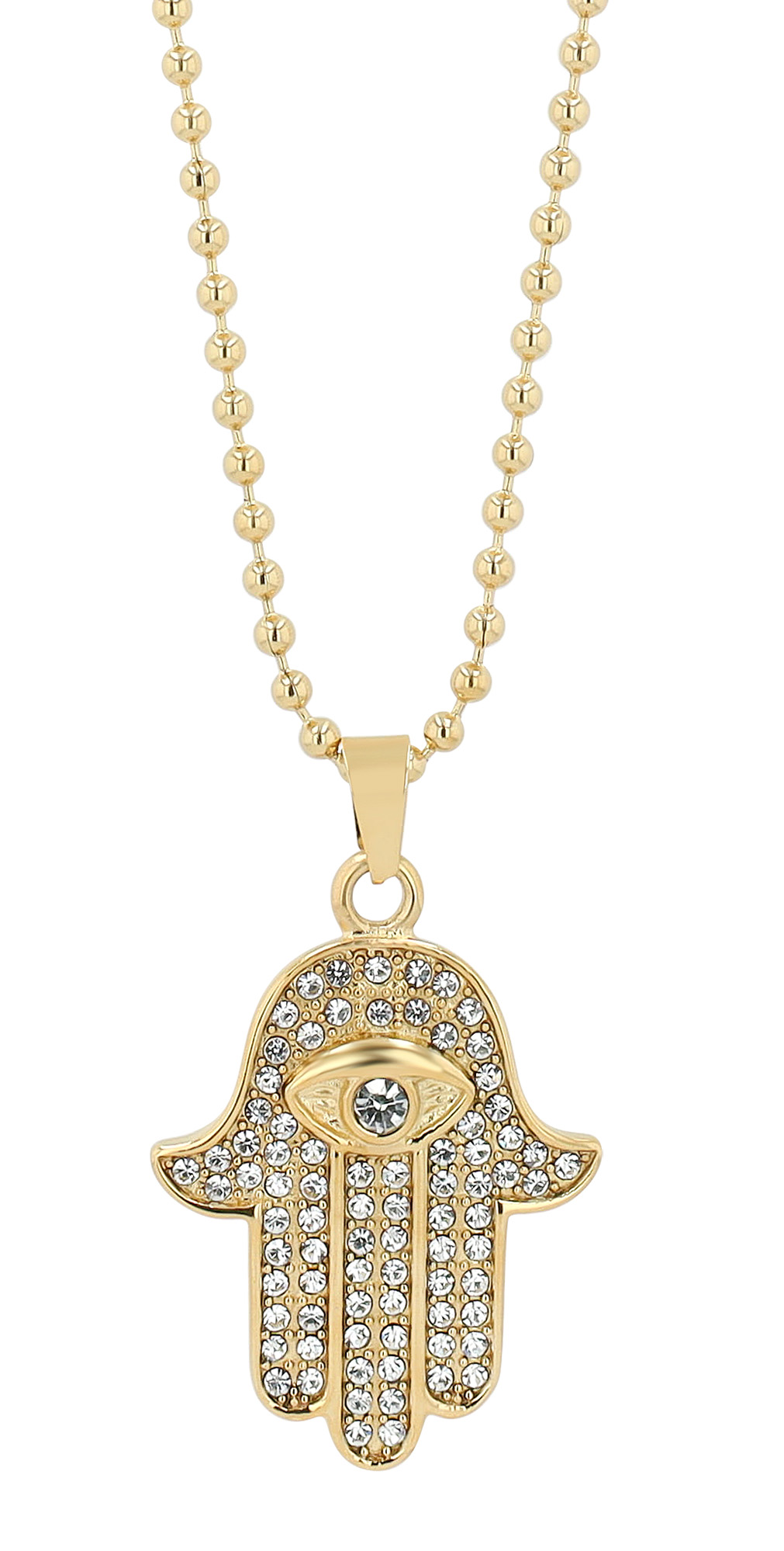 "Chamsa - Hand der Fatima" Edelstahl Kette mit Anhänger, 45 cm, rosegoldfarben