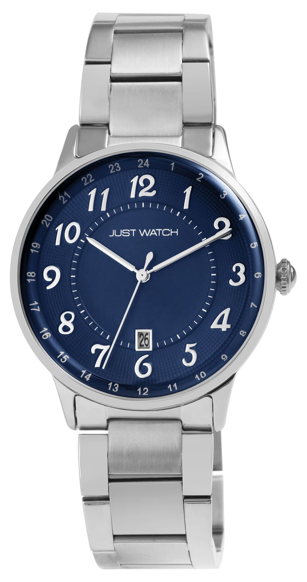 Just Watch Herrenuhr mit Edelstahlarmband, silberfarben/blau