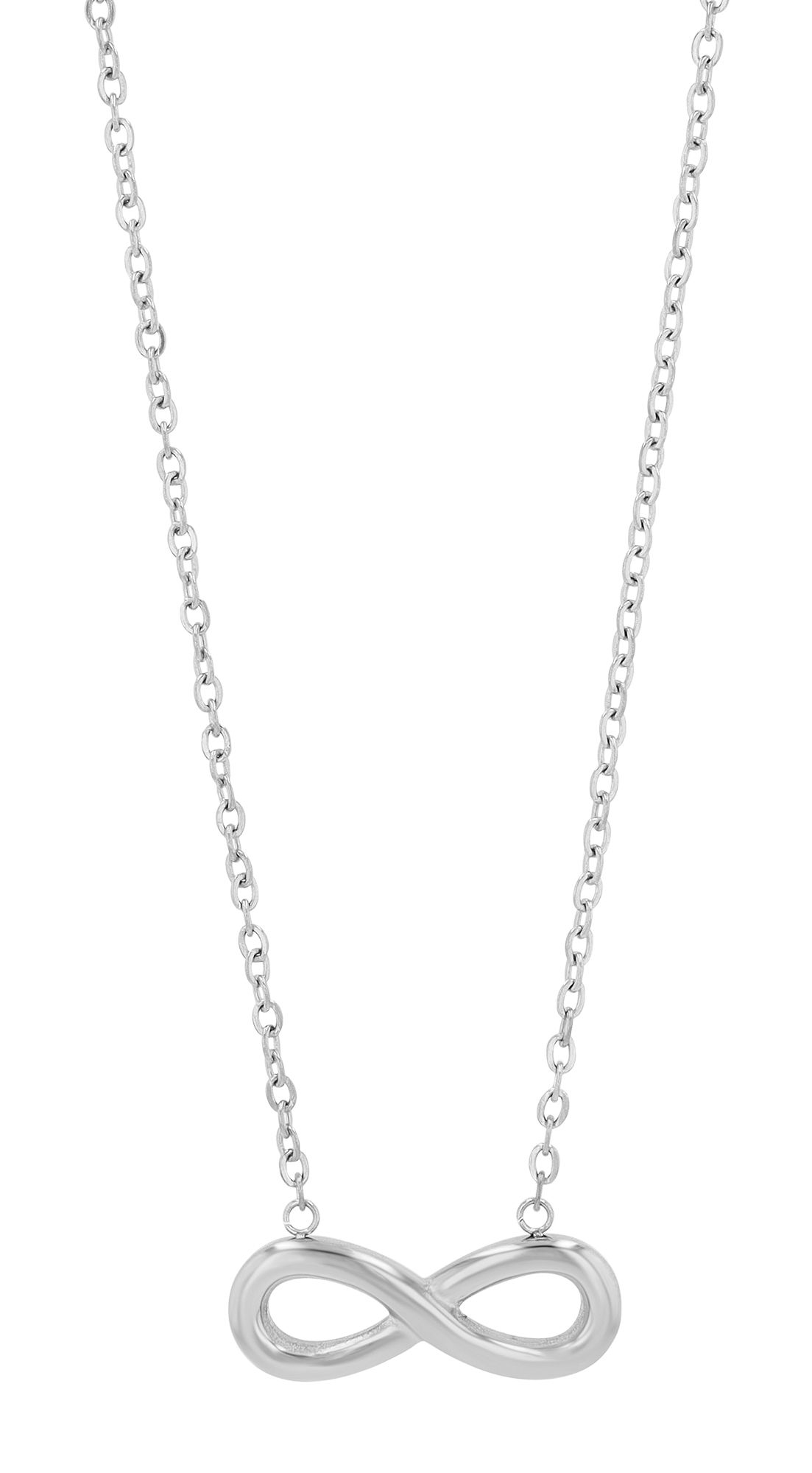 "Suki" . Infinity, Edelstahlkette (42 + 5 cm) mit Anhänger, Silber