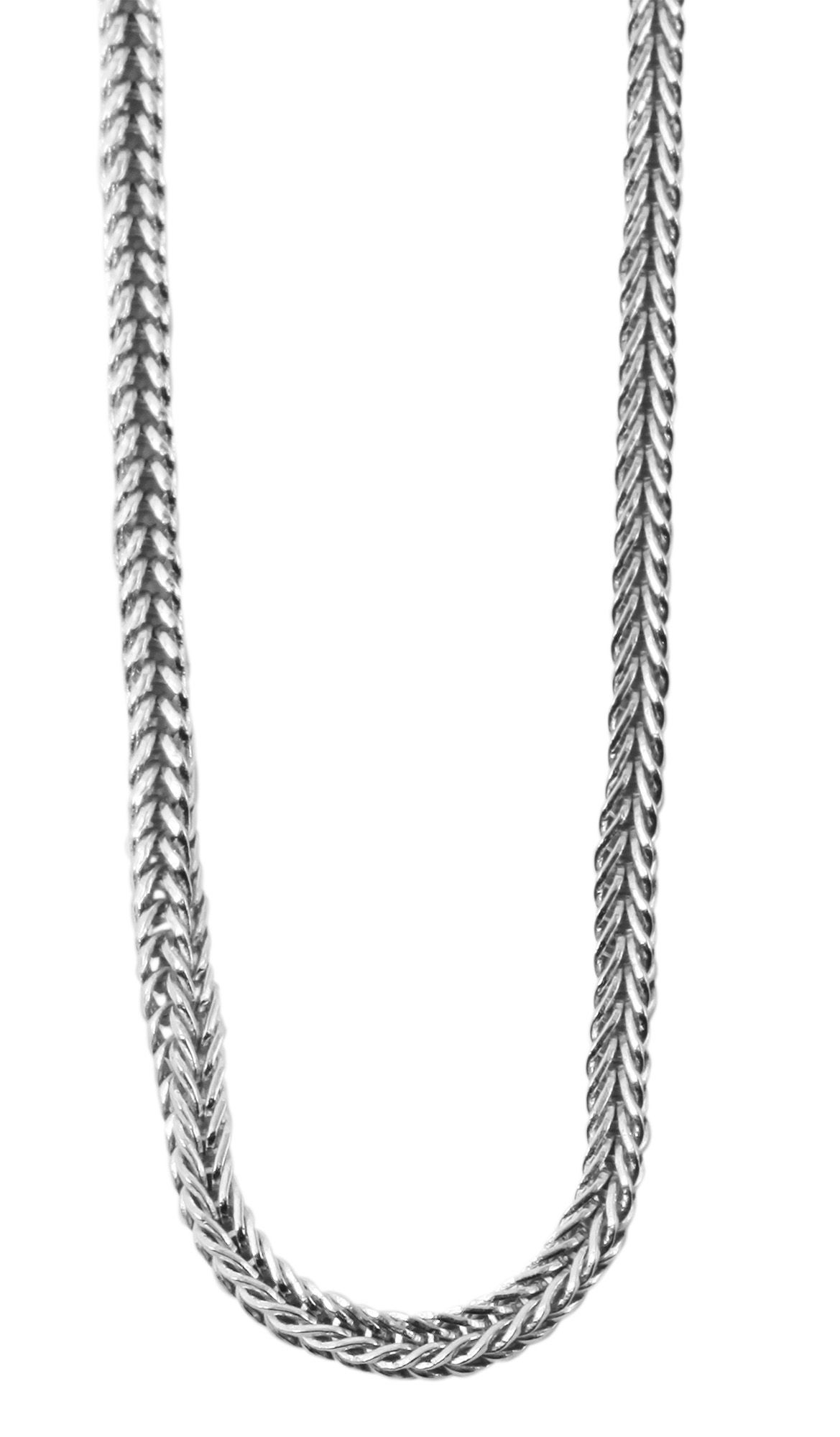 925/- Echt Silber Fuchsschwanzkette "Hashem", vierkant, 50 cm / 2,3 mm, rhodiniert