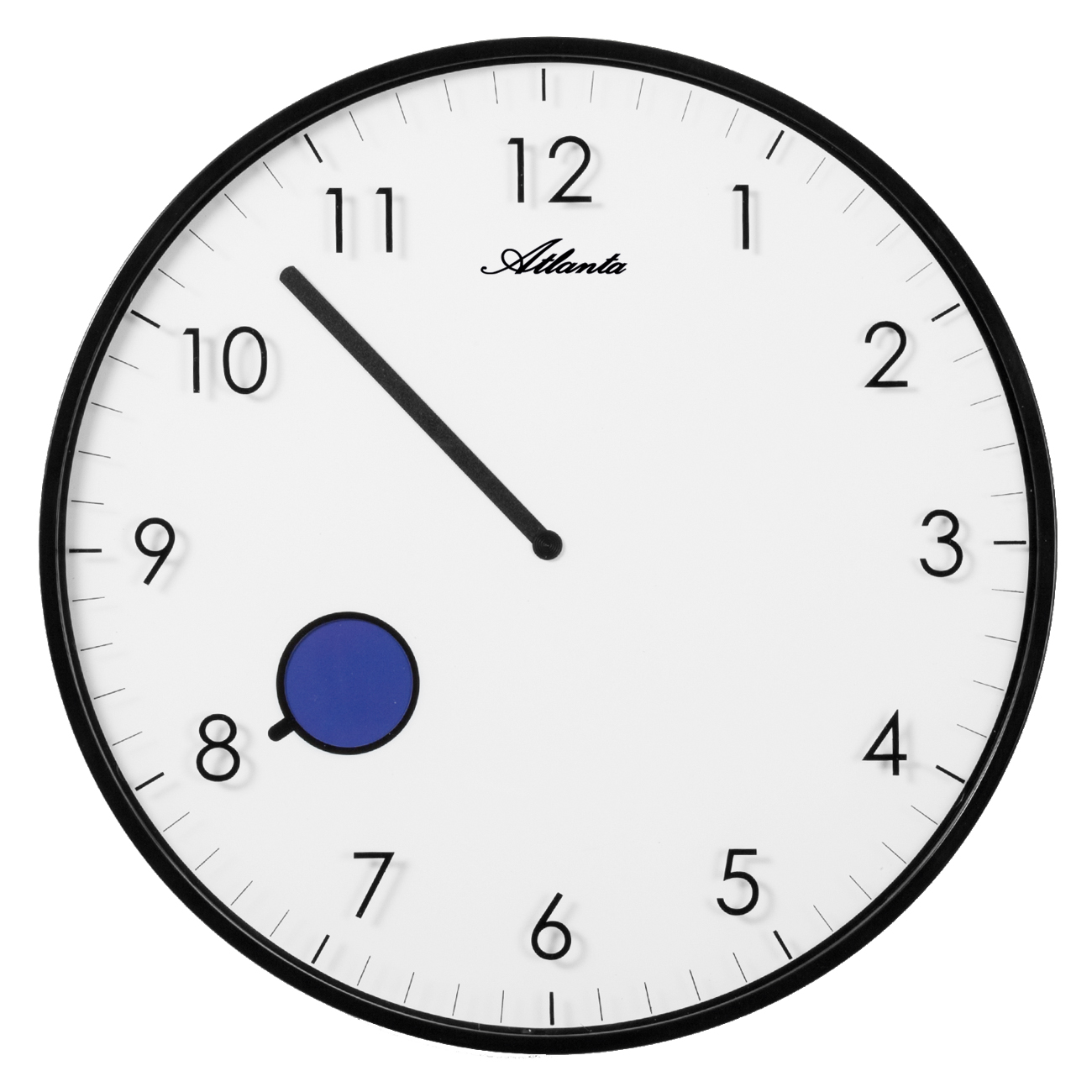 Exclusive Designer-Wanduhr Quartz, extraflach, mit wechselndem farbigen Stundenzeiger-Ausschnitt