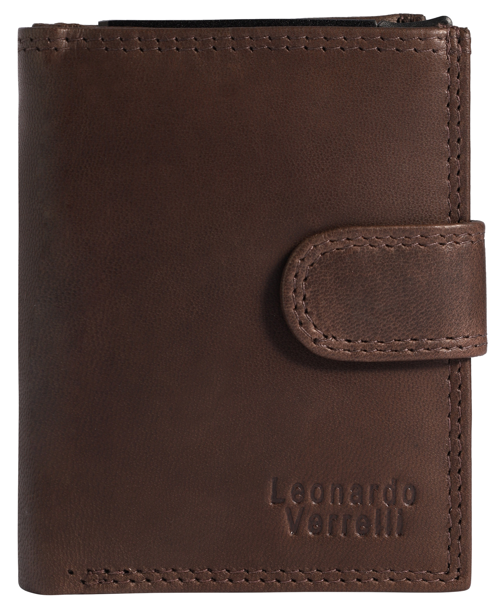 Leonardo Verrelli Echtleder (soft) Geldbörse mit Pop-up-Kartenhalter, RFID, dunkelbraun
