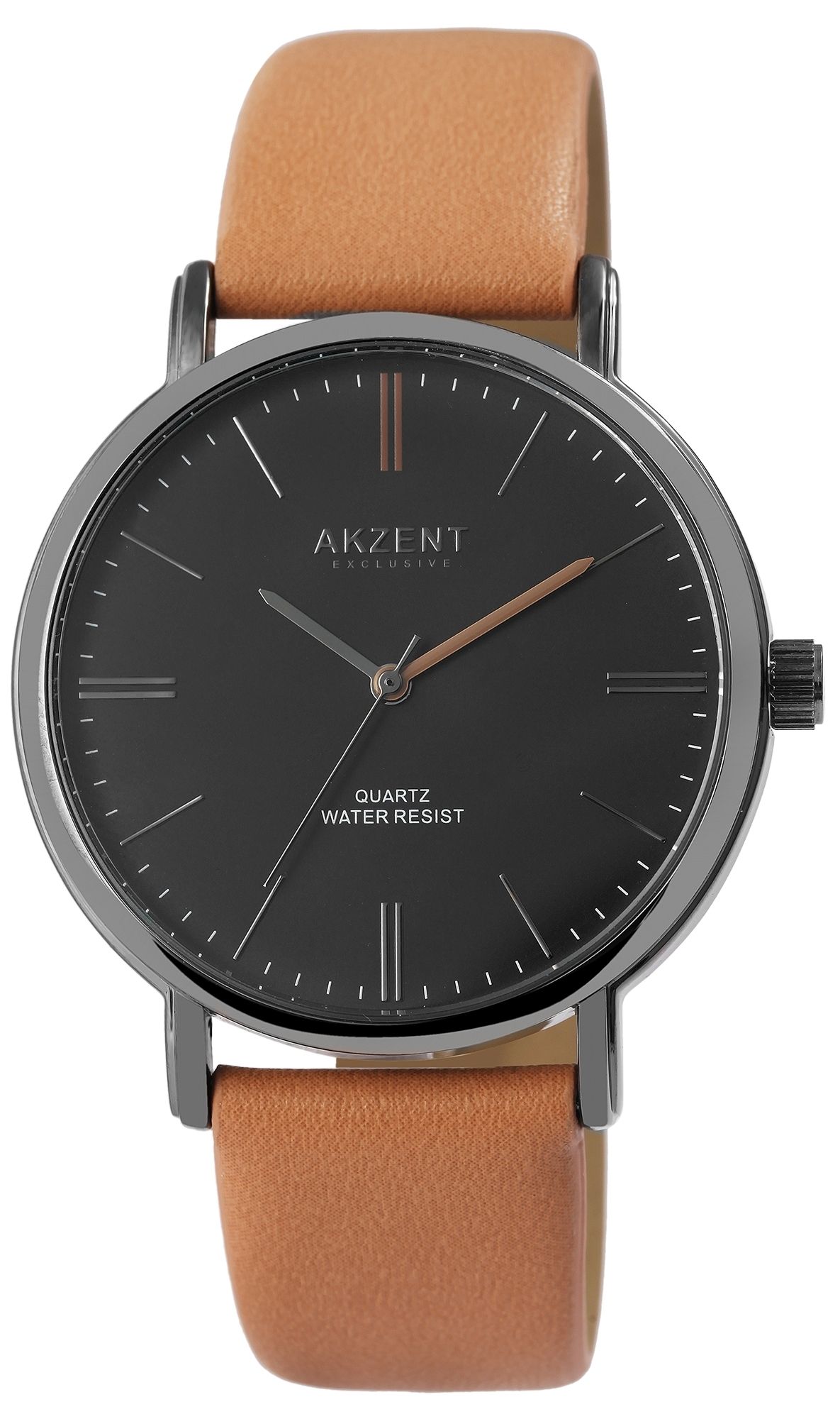 Akzent Exclusive Herrenarmbanduhr mit Lederimitationsarmband