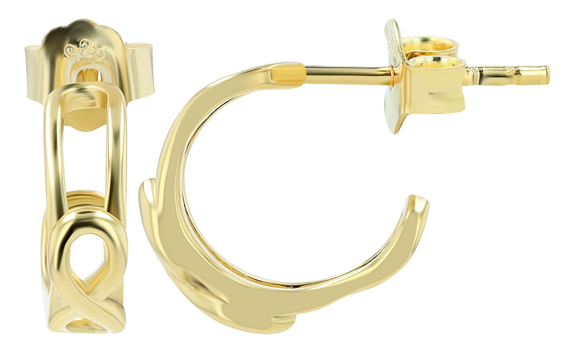 "Ina" - Infinity, Echt Silber Halbcreole/ Ohrstecker/ Creole, goldfarben