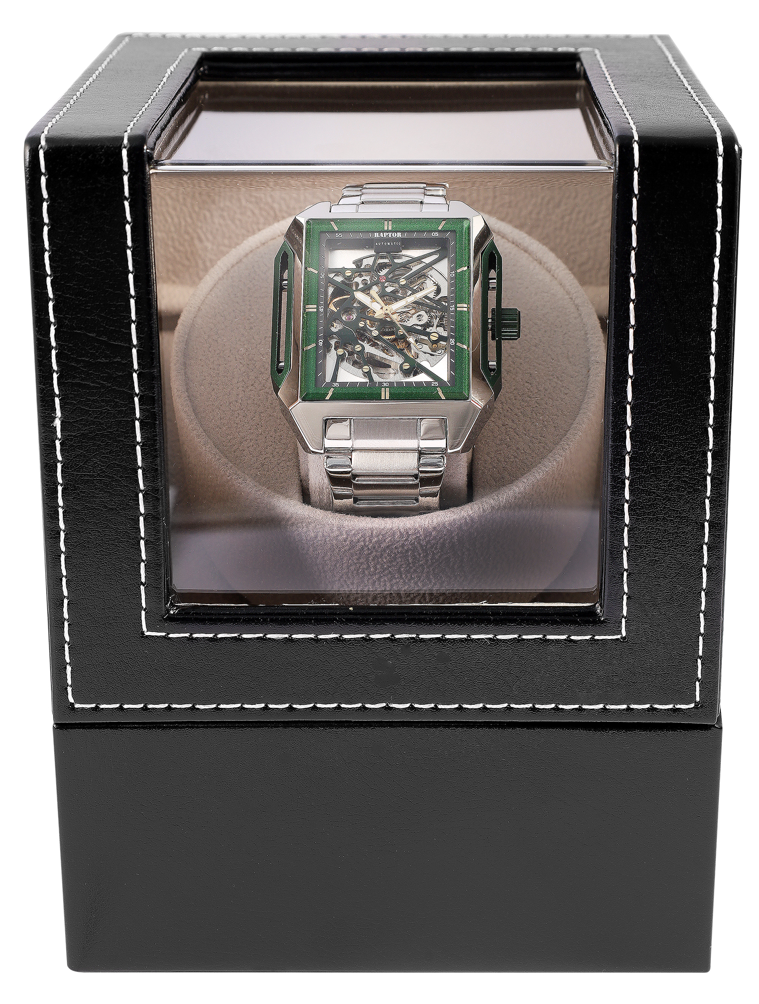 automatischer Uhrenbeweger für 1 Uhren, Netzteil/ Batteriebetrieben, Lederimitat