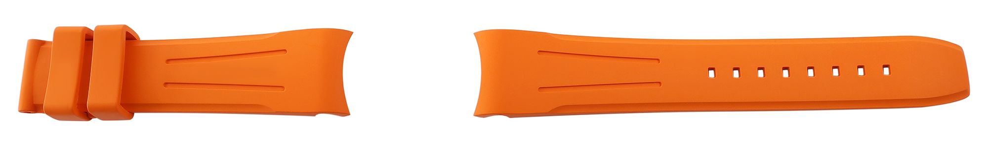 FKM Kautschuk-Uhrenarmband, Dornschließe, 20 mm, orange, (FKM= Fluorelastomer-Kautschuk)