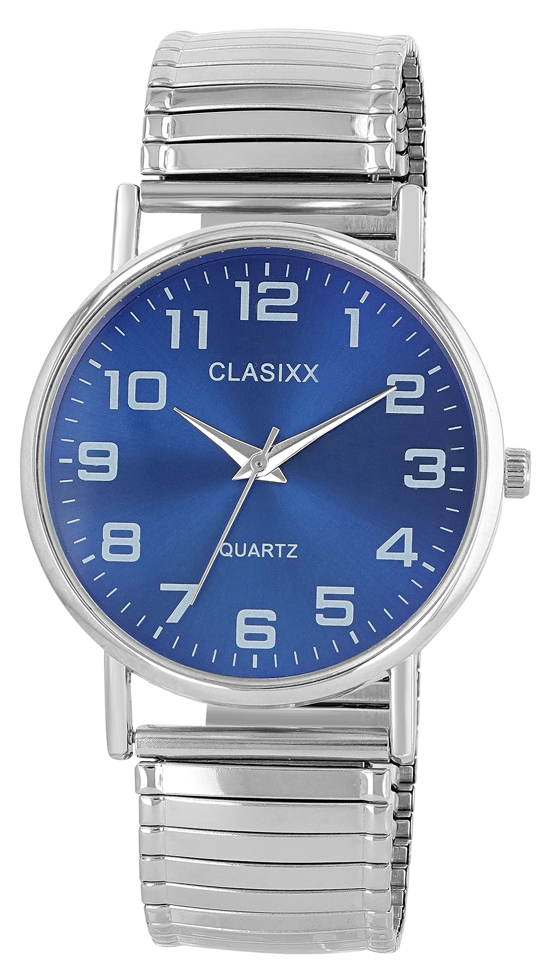 CLASIXX Herrenuhr mit Edelstahlzugarmband, silberfarben/blau