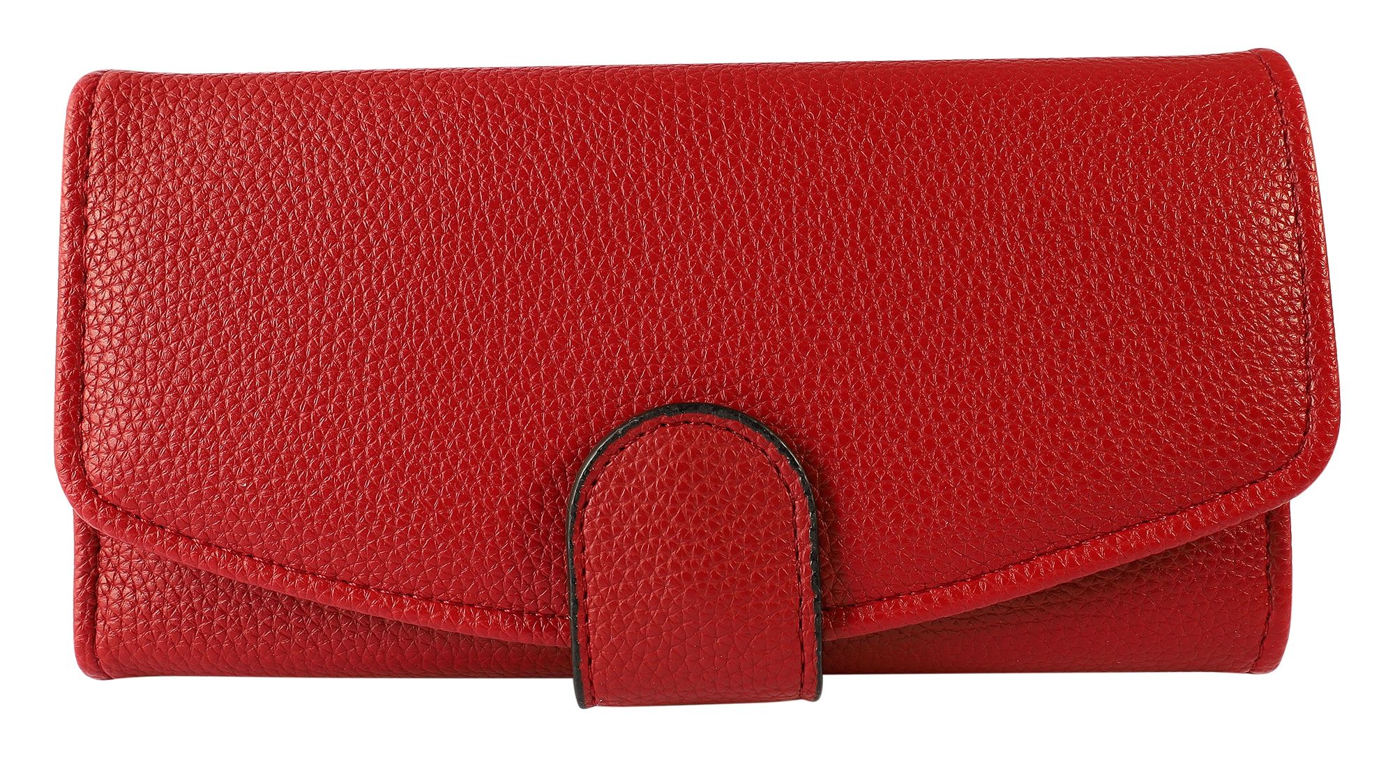 Damengeldbörse mit Überschlag, Lederimitat, rot