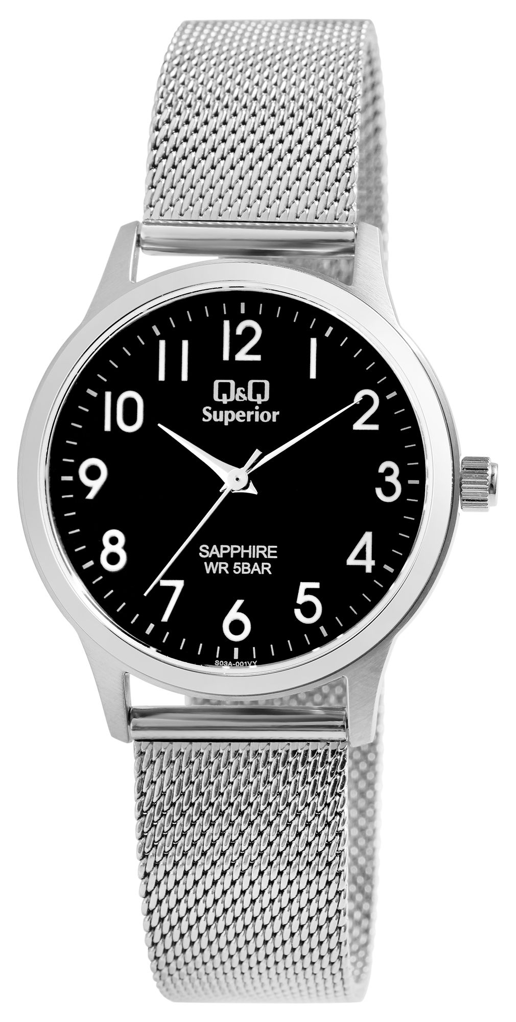 Q&Q Superior Unisexuhr mit Milanaisearmband, Edelstahl, Saphirglas, 5 bar