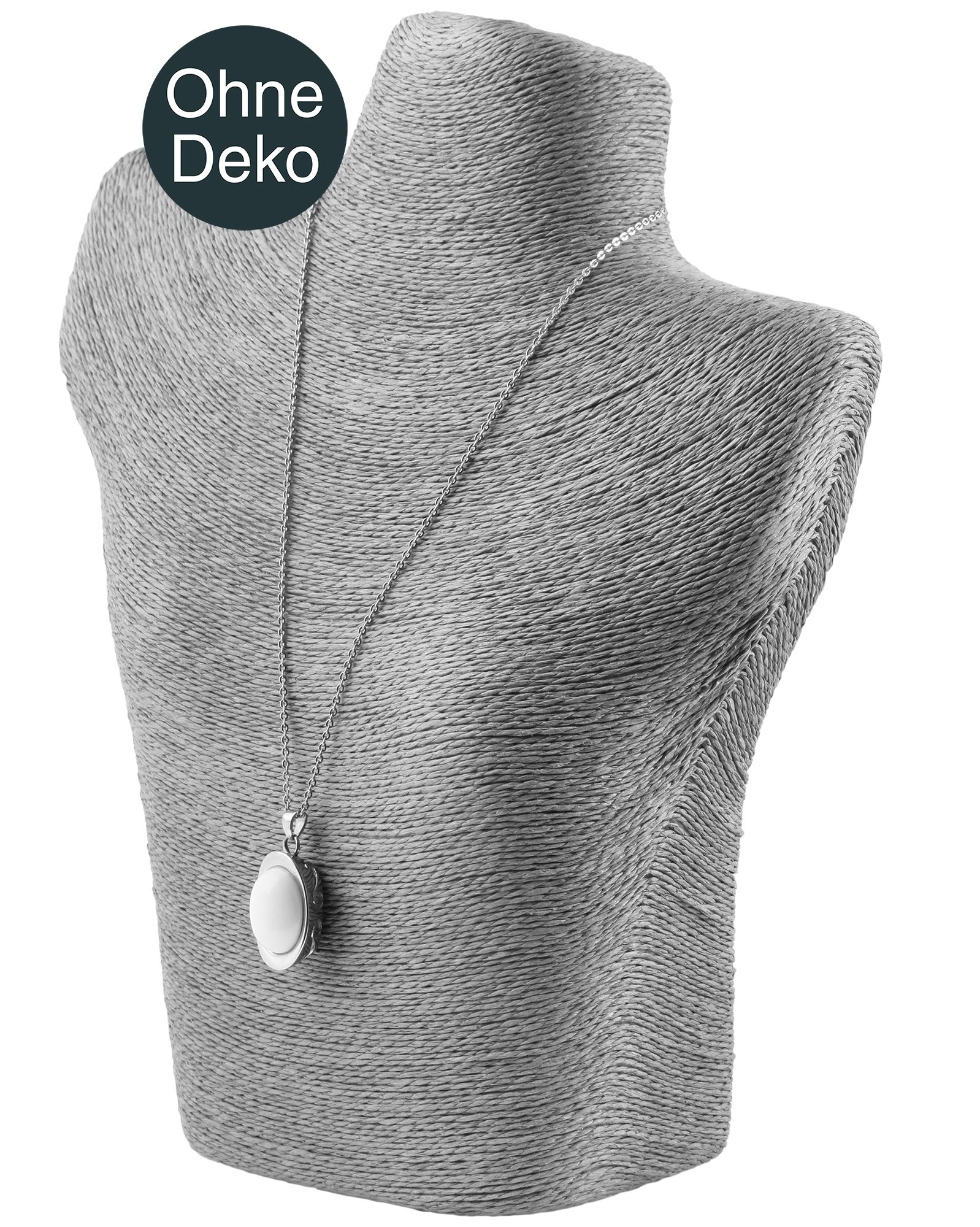 Büste, Bastfaser, grau, 28 cm x 25 cm x 8,5 cm