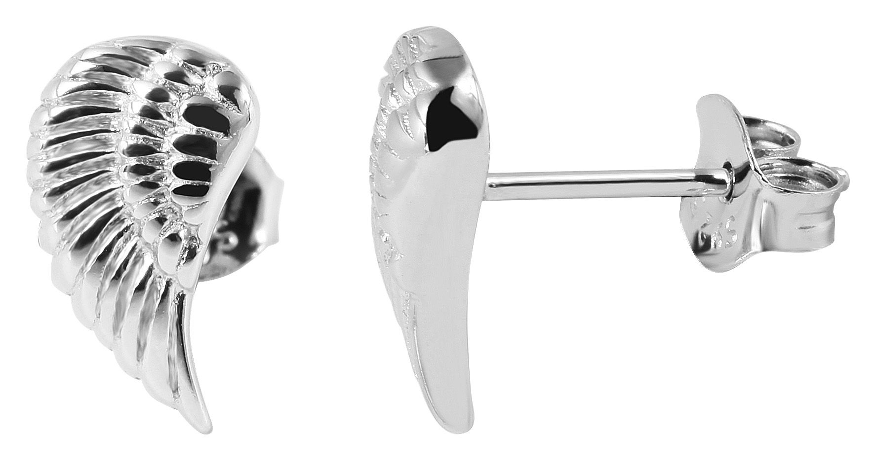925/- Echt Silber Flügel Ohrstecker "Frauke", 925/rhodiniert