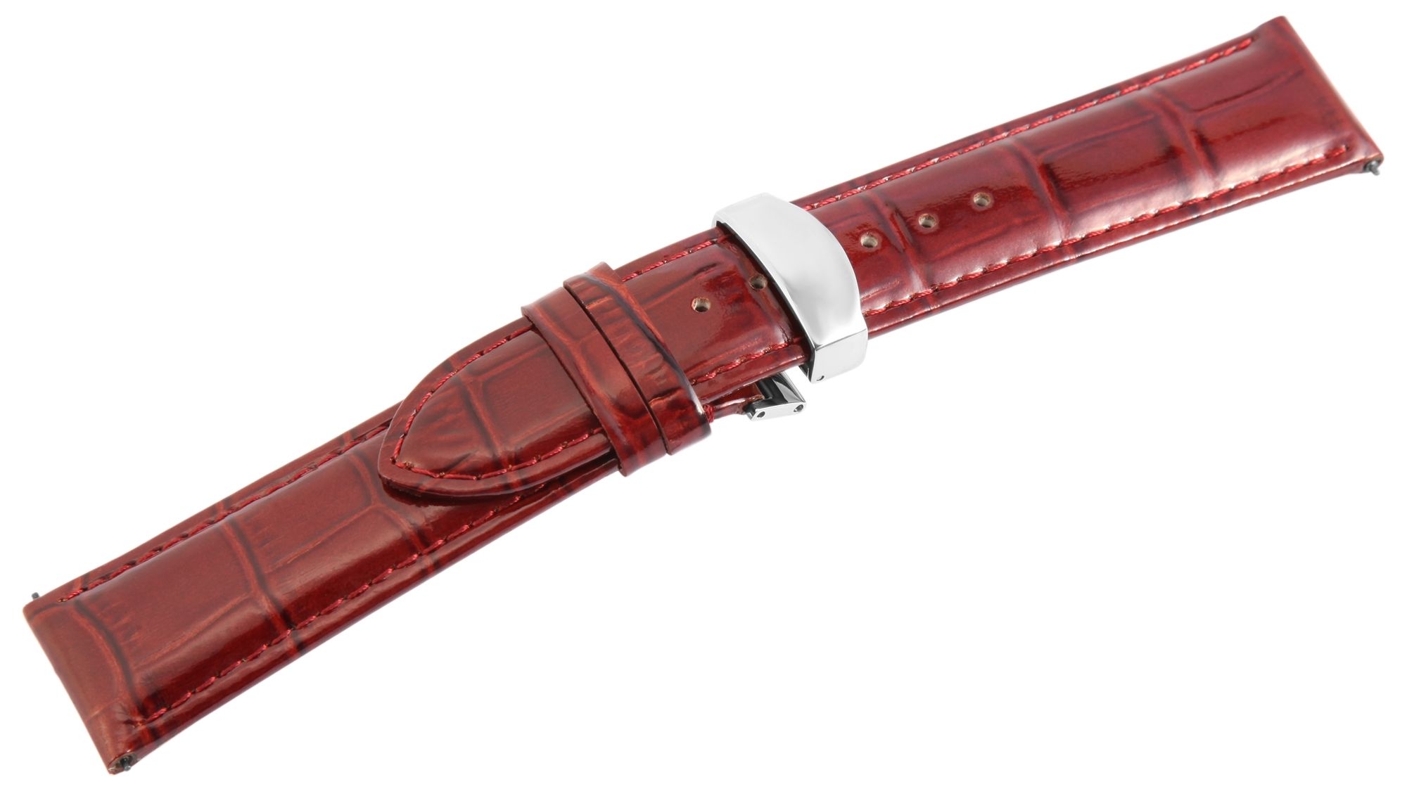 Echtleder-Uhrenarmband, braun, Butterfly-Faltschließe, 22 mm