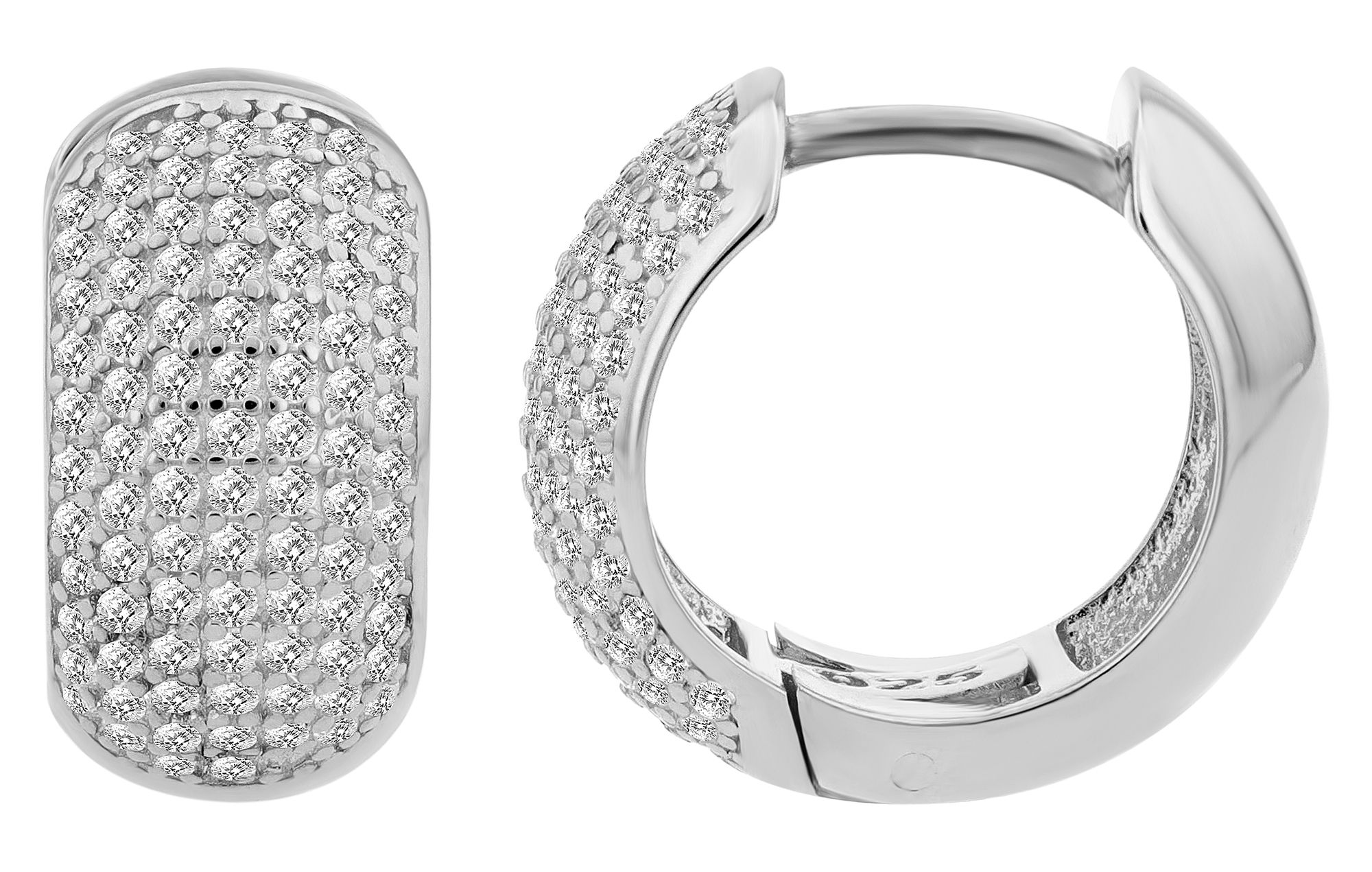 925/- Echt Silber Klapp-Creolen "Lavande", Zirkoniabesatz, rhodiniert