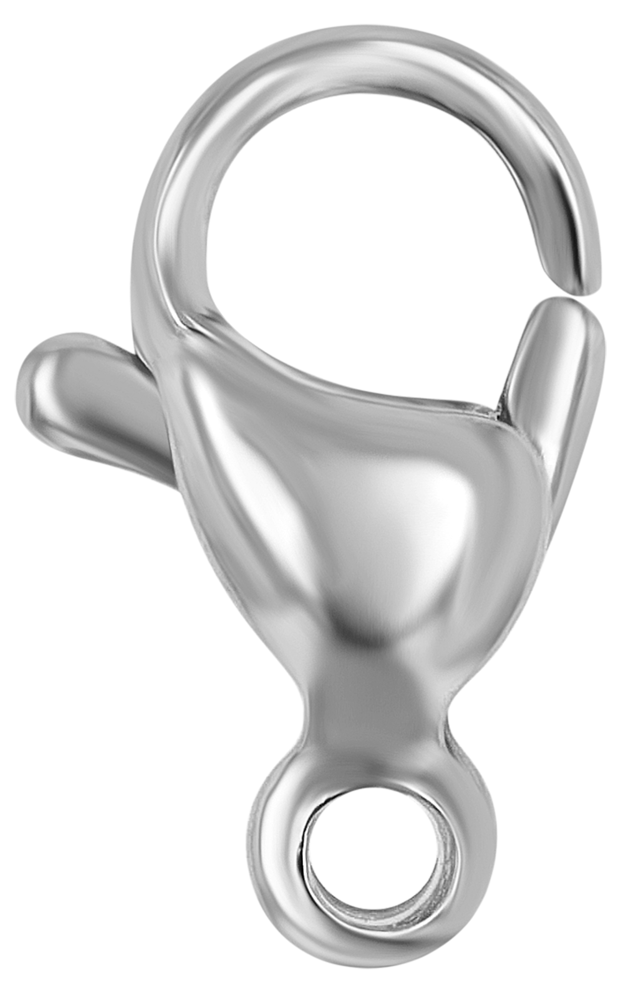 Karabinerverschluss 12 mm (Schmuckersatzteilen) Edelstahl, VE-10, silberfarben