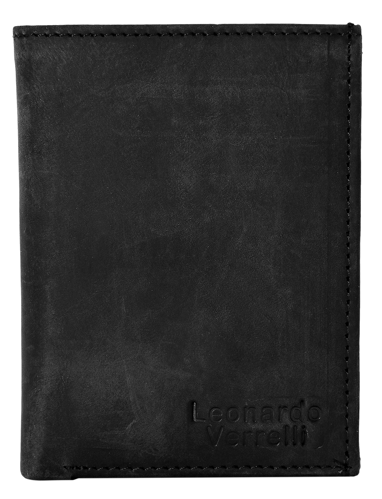 Leonardo Verrelli, Echtleder (Hunter) Damen Geldbörse, RFID, Hochformat, schwarz
