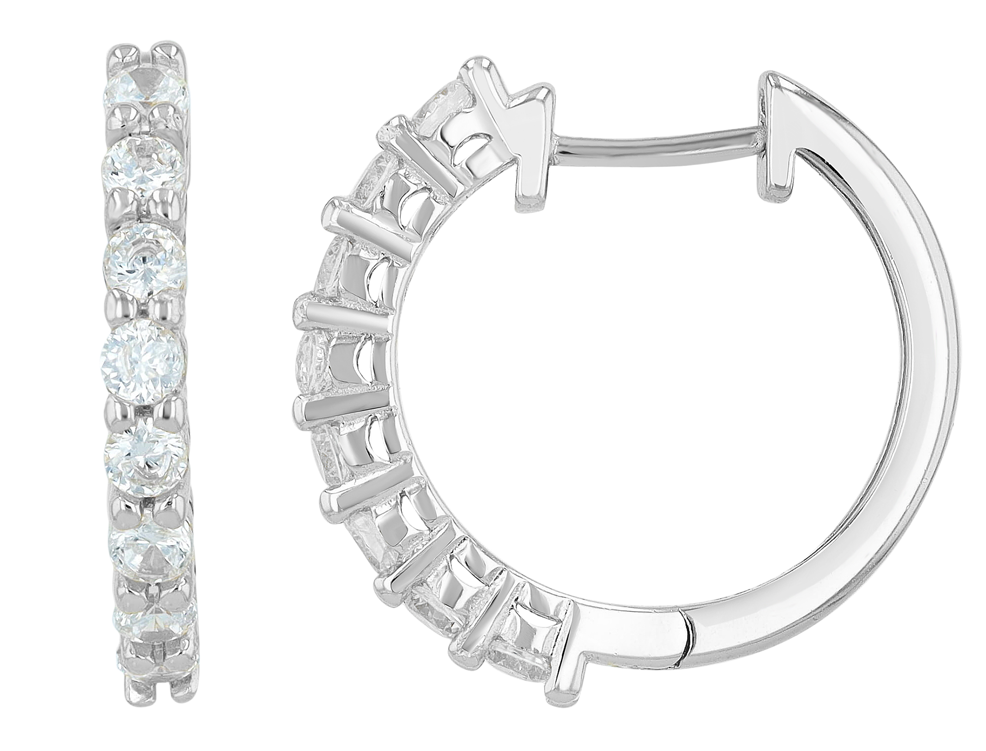 "Alev", 925/- Echt Silber Creolen mit Zirkonia, rhodiniert