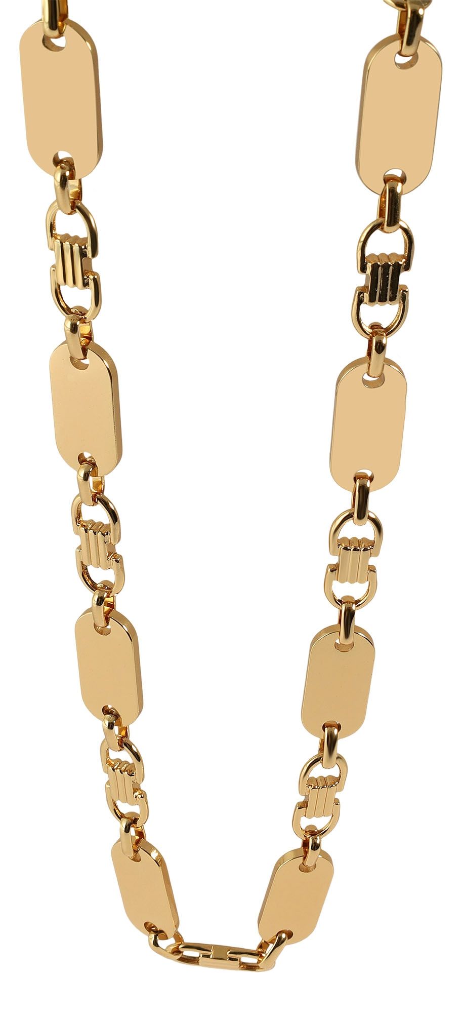 "Bent", Edelstahl Plattenkette, goldfarbig, 55 cm/ 10 mm