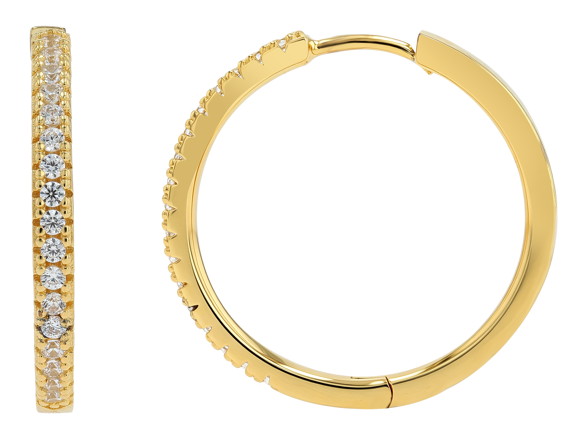 Sif Jakobs Jewellery 925/- Echt Silber Creolen "Ellera X-Grande" Ø 20 mm, weiße Zirkonia, vgold.