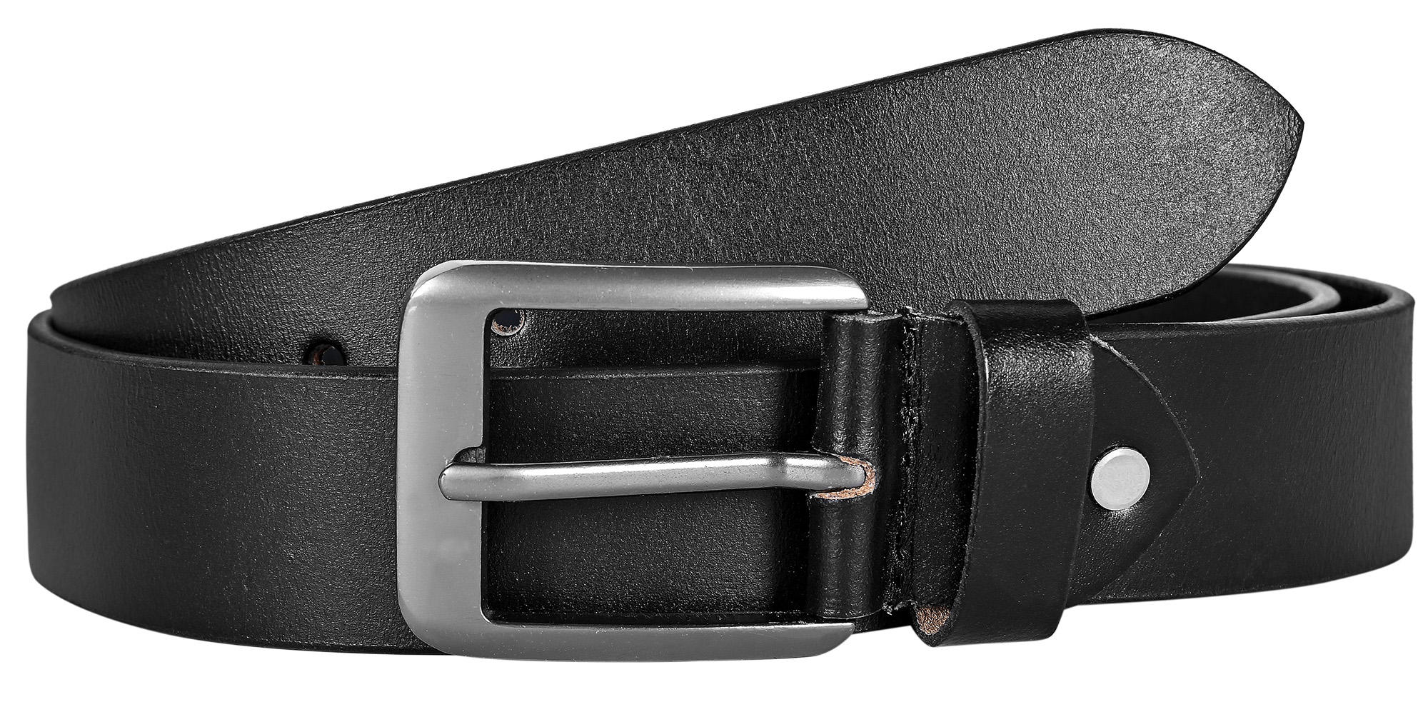 Leonardo Verrelli Gürtel Echtleder, kürzbar in schwarz, 130 cm