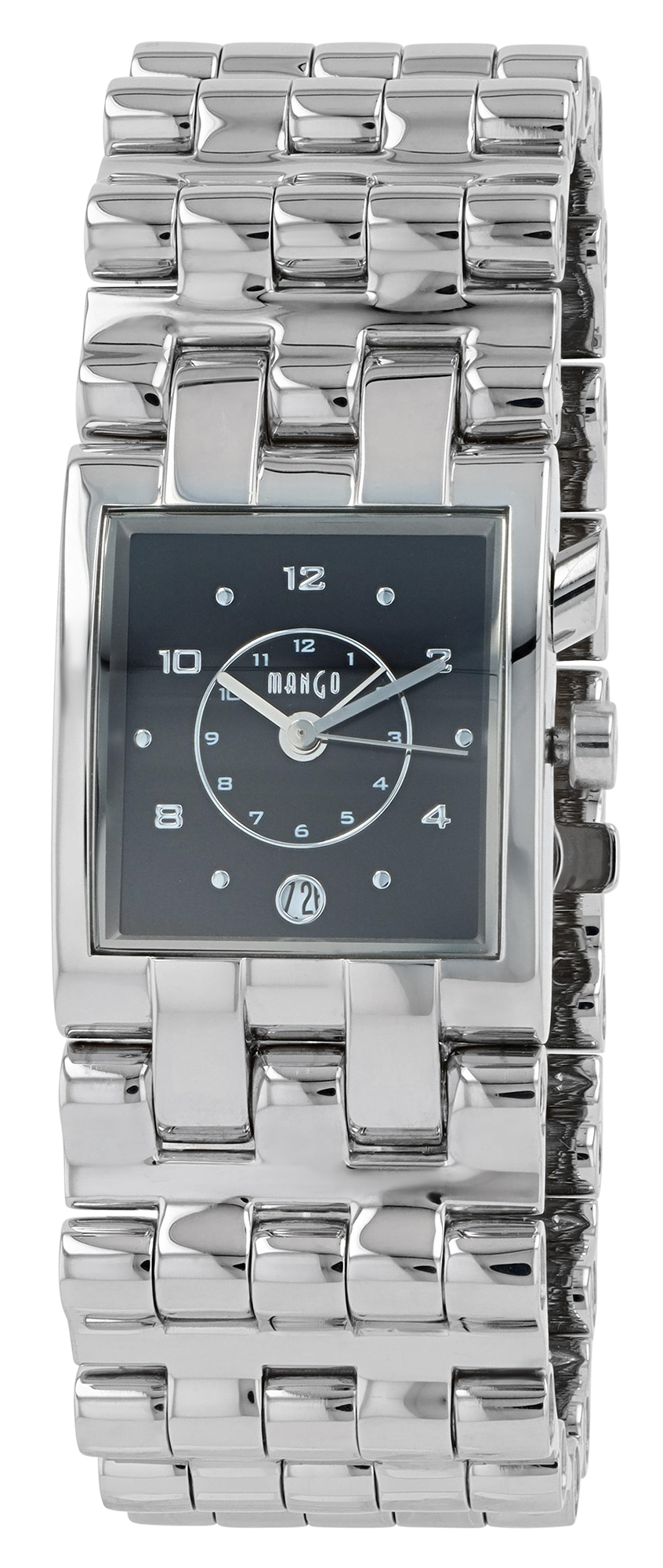 Mango Damenuhr/ Herrenuhr, Edelstahl, "Swiss Made", Alarmfunktion, silberfarben/ schwarz